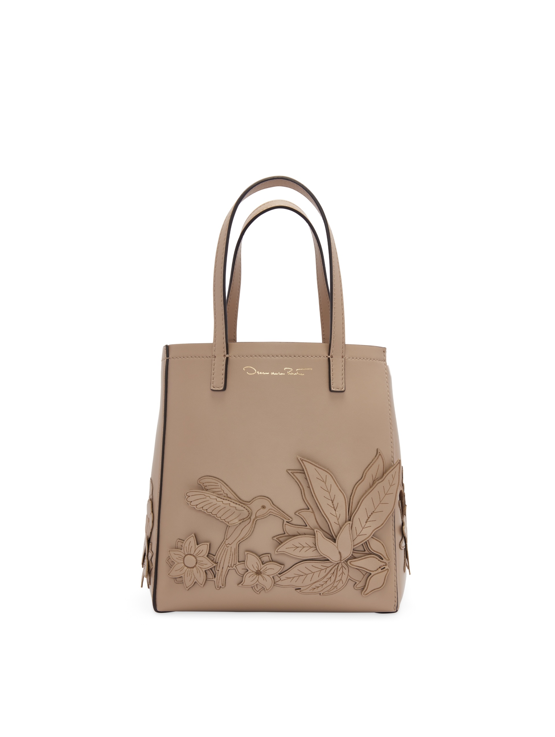 SMALL FLORAL APPLIQUE SQUARE TOTE - 1