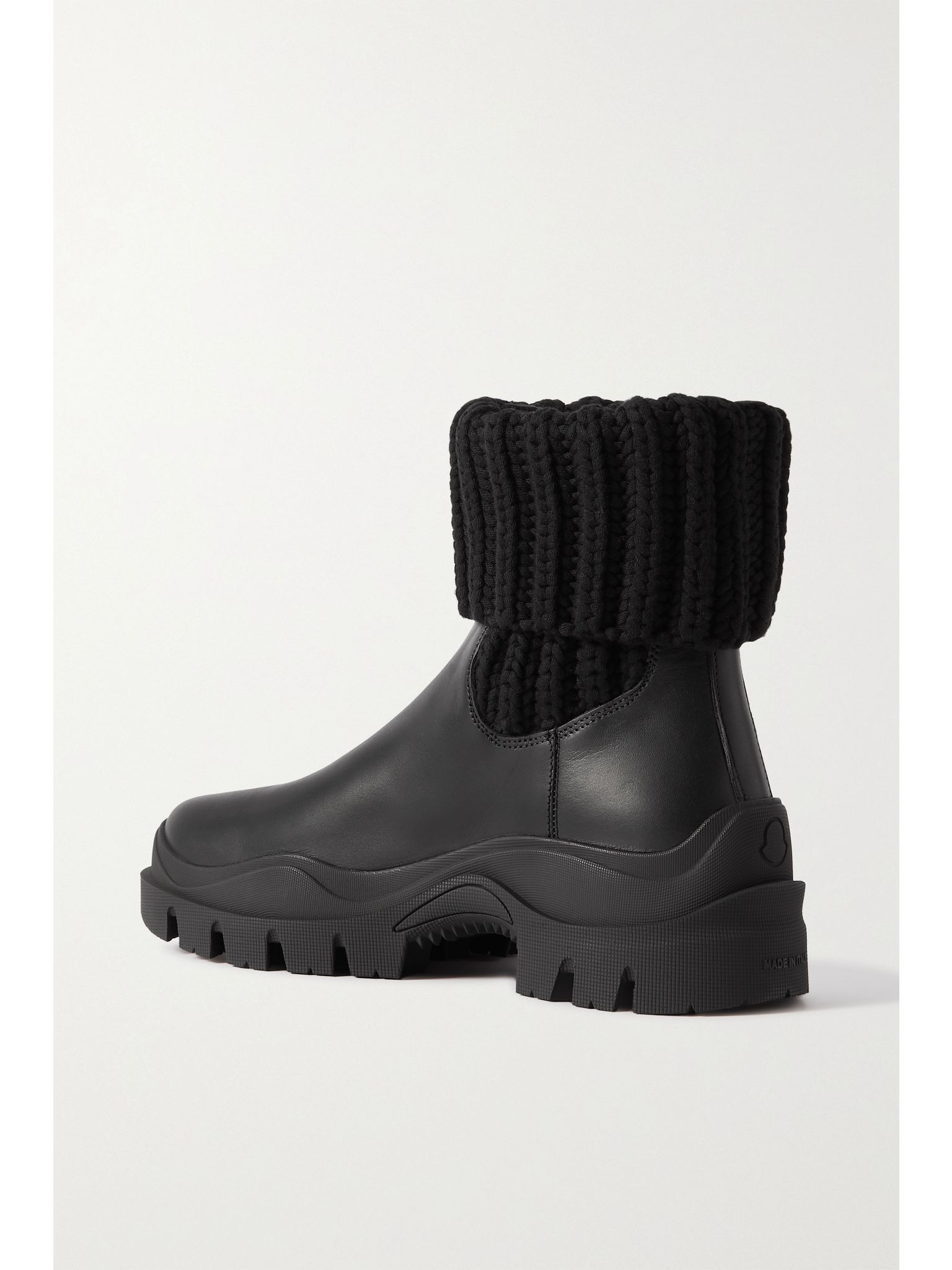 Larue ribbed-knit and leather ankle boots Black - 3