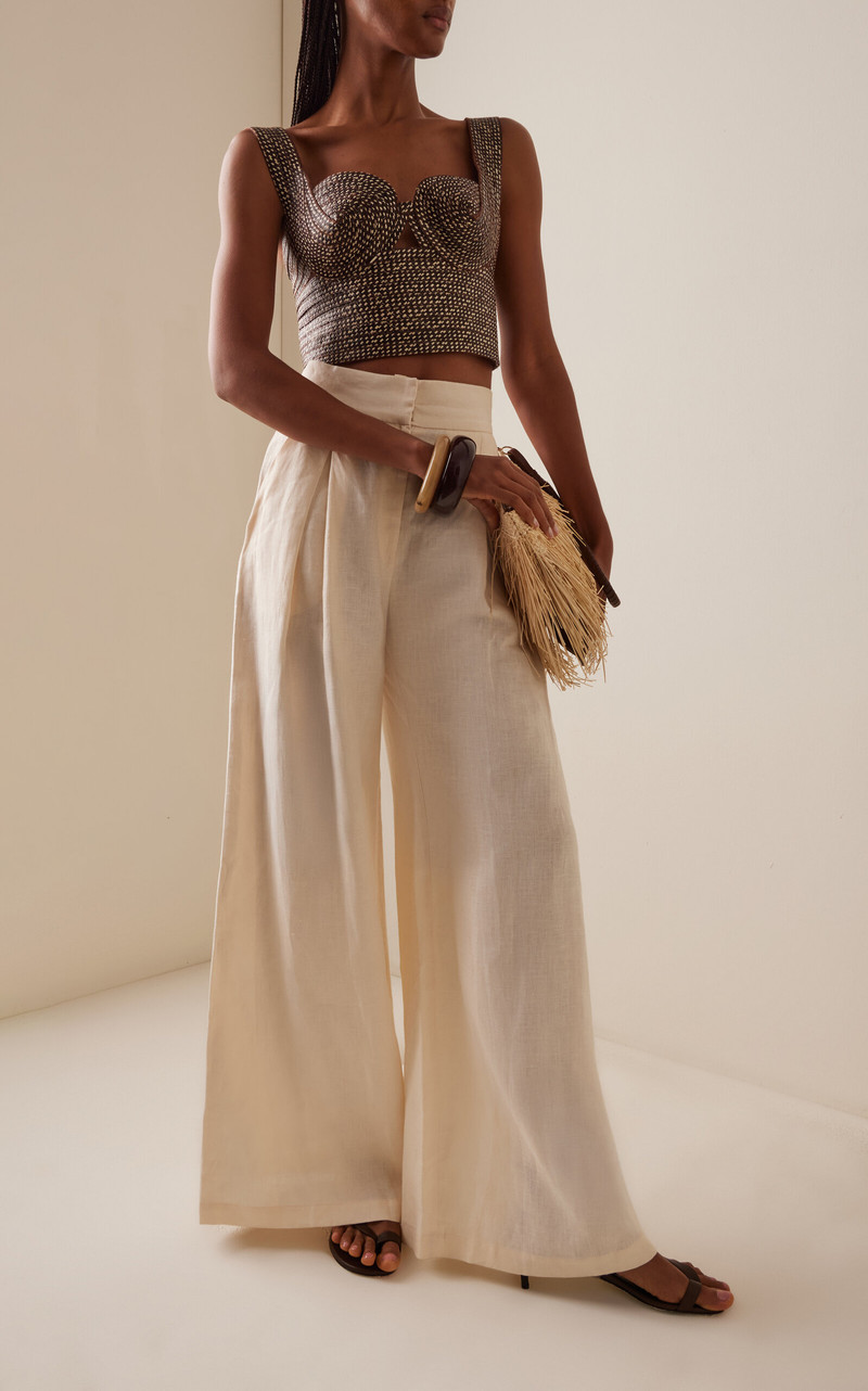 Tabacco Linen-Blend Bustier Top brown 3