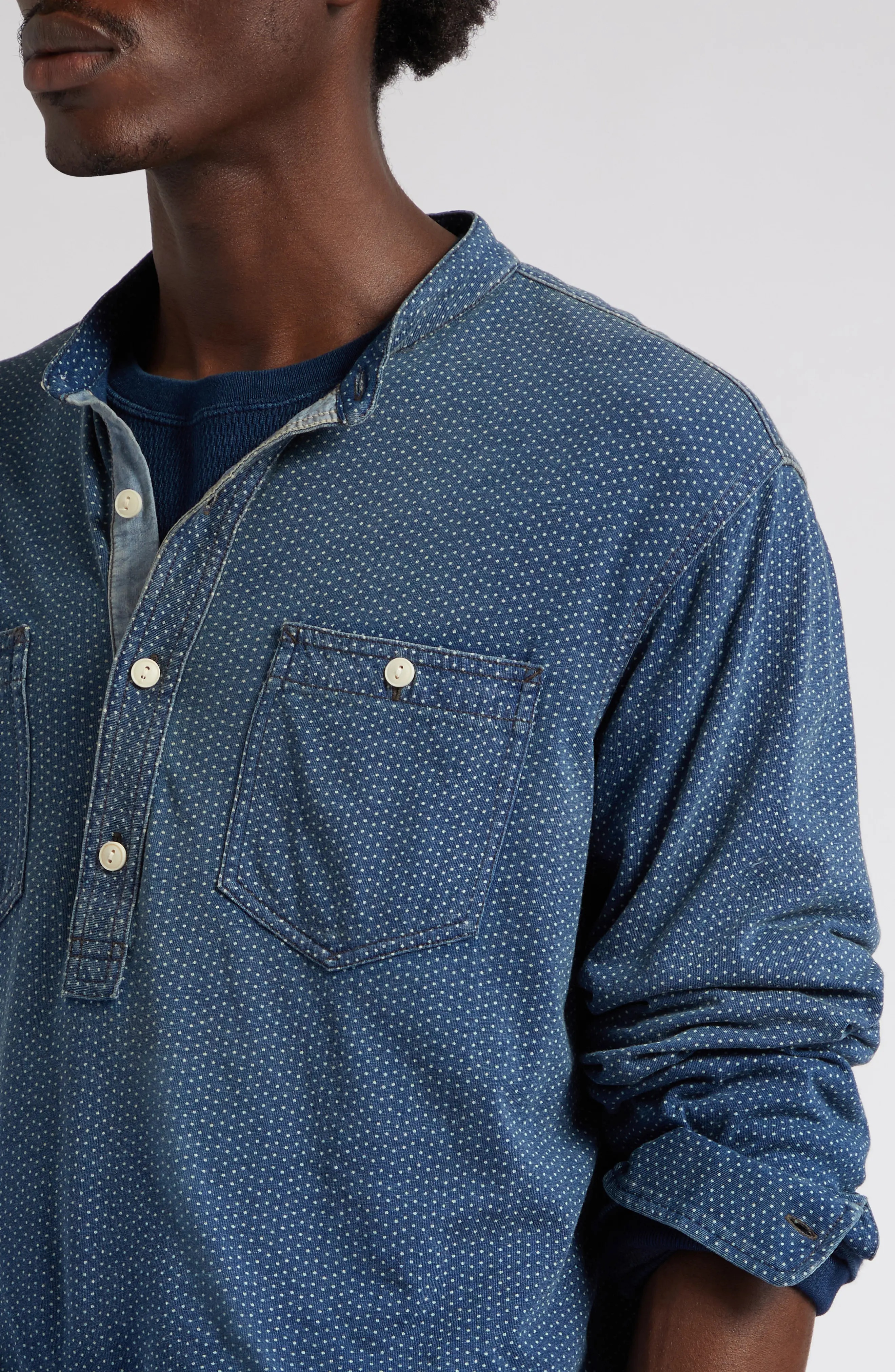 RRL by Ralph Lauren Polka Dot Popover Workshirt in Indigo/White | nordstrom  | REVERSIBLE