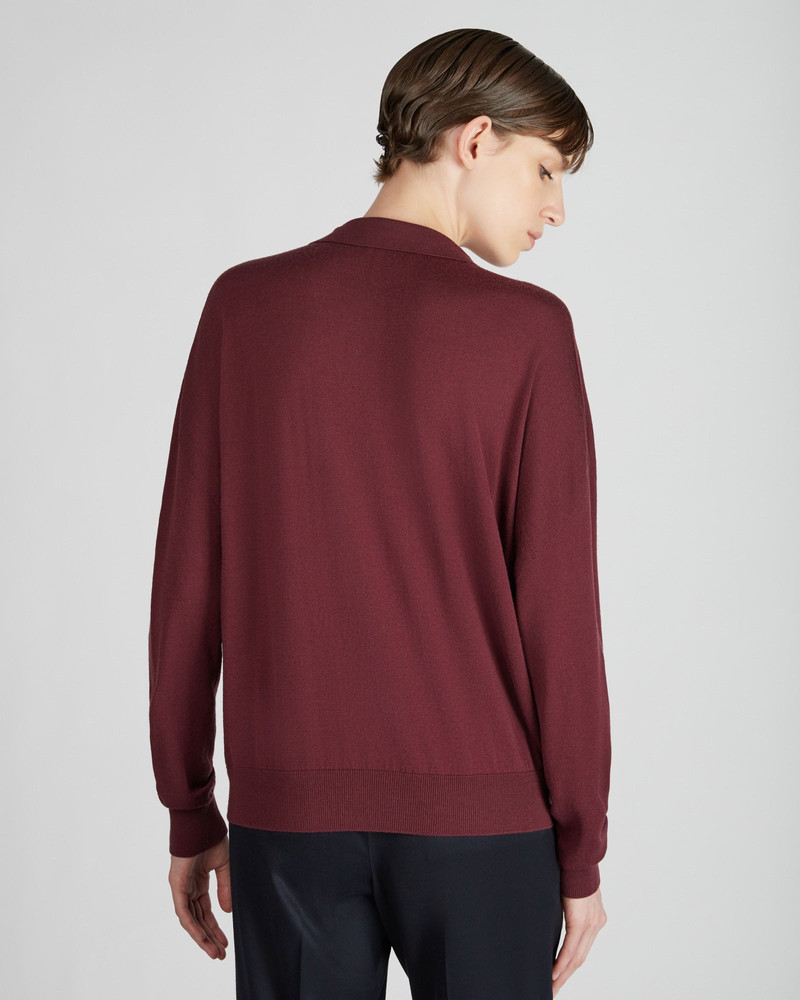 Wide fit V neck polo shirt in Flexwool 3