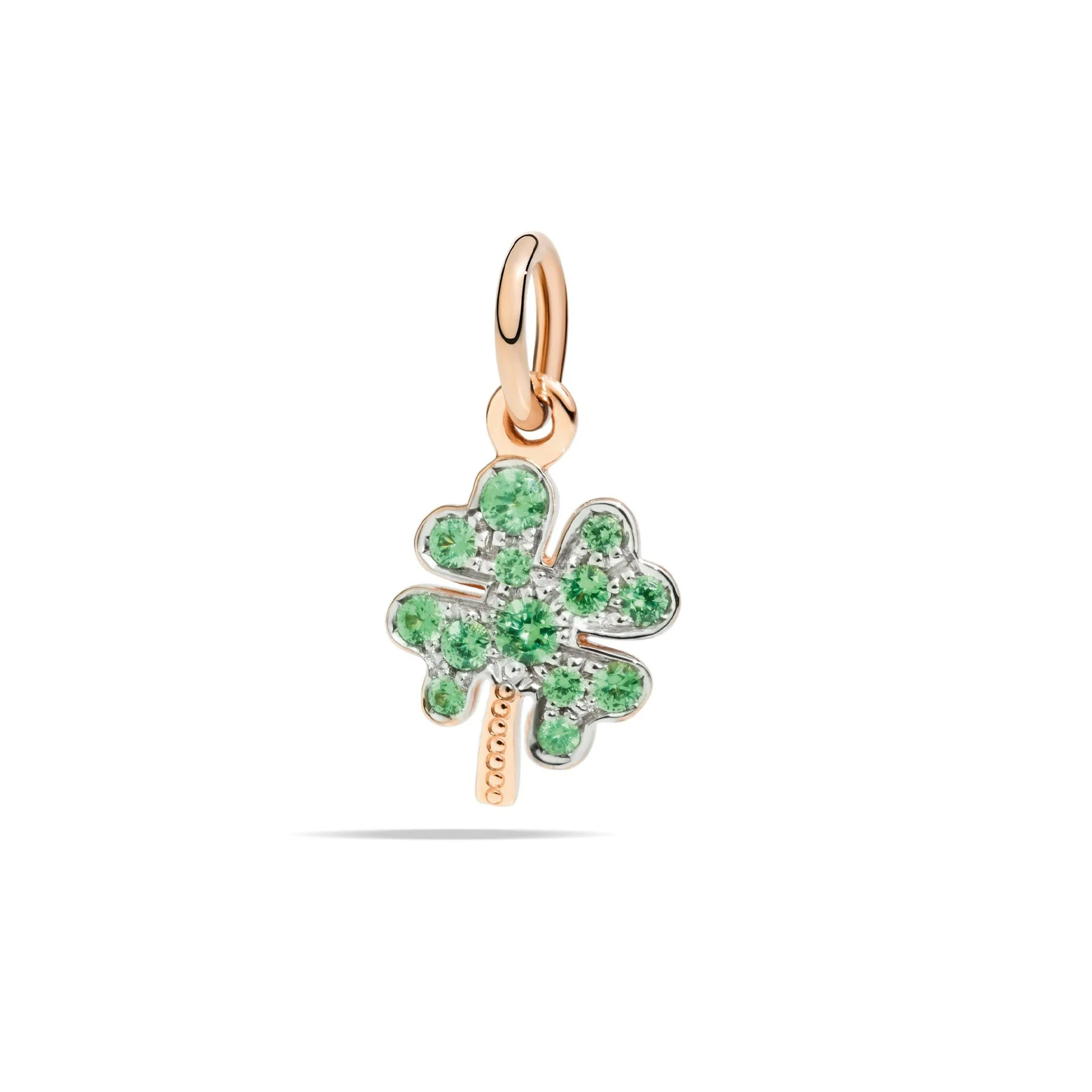 ROSE GOLD & TSAVORITE FOUR LEAF CLOVER CHARM - 1