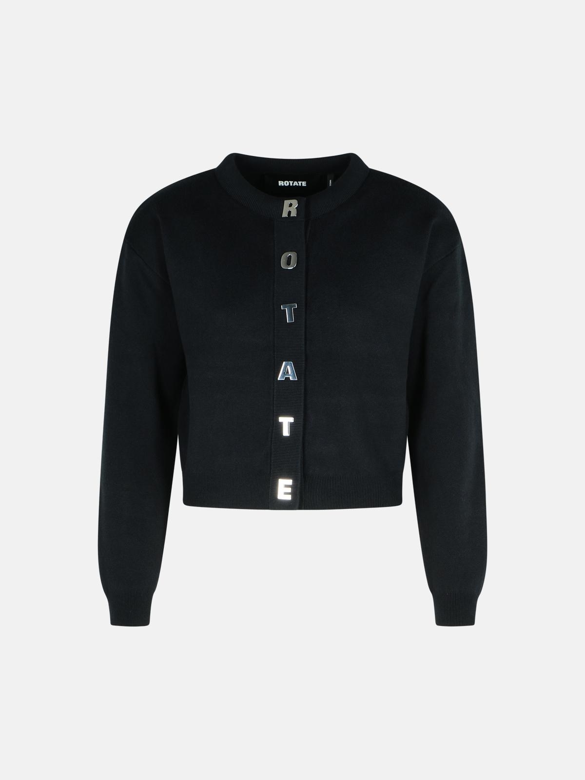 BLACK COTTON BLEND CARDIGAN - 1