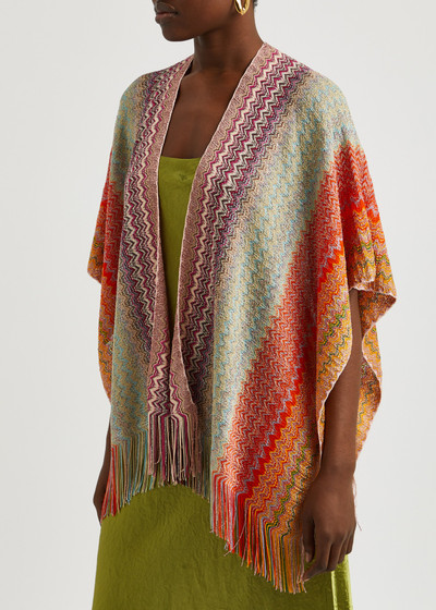 Missoni Zigzag-intarsia metallic-knit shawl outlook