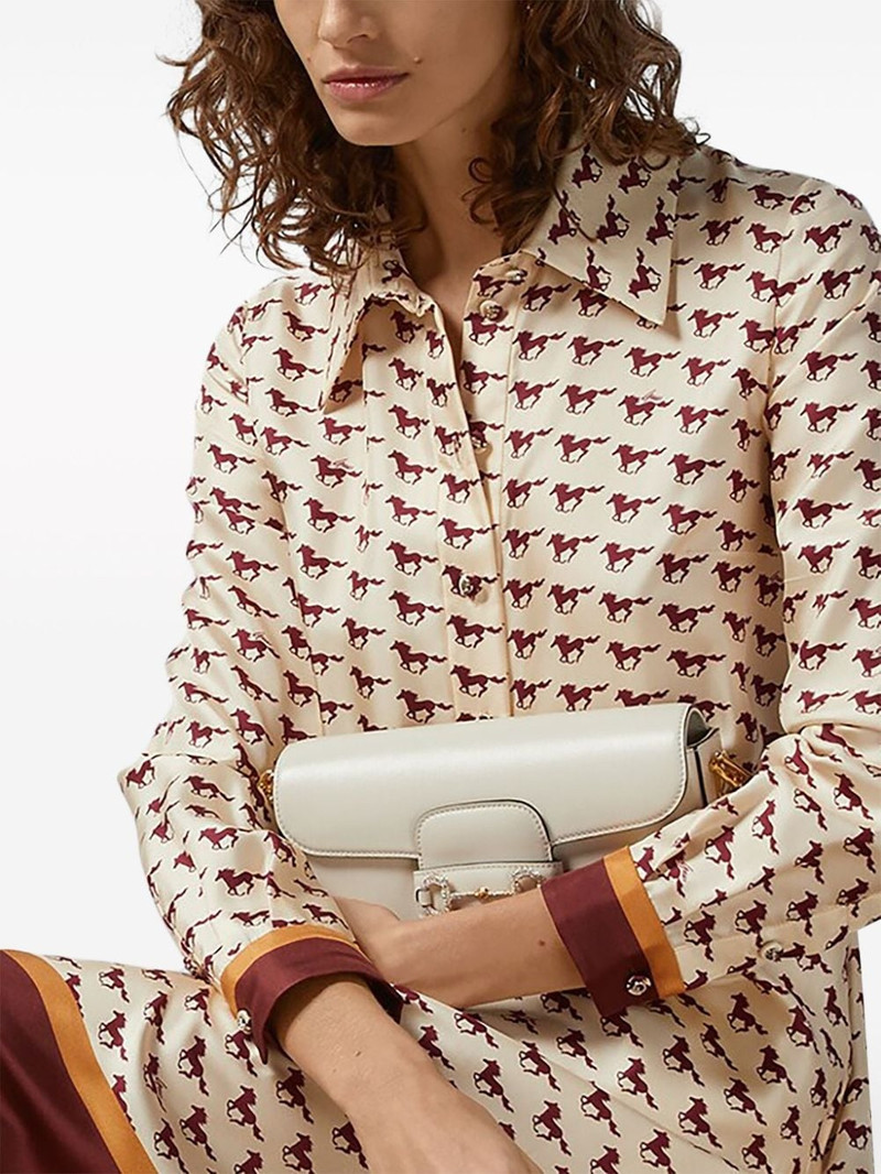 Diagonal Horses-print silk shirtdress 4