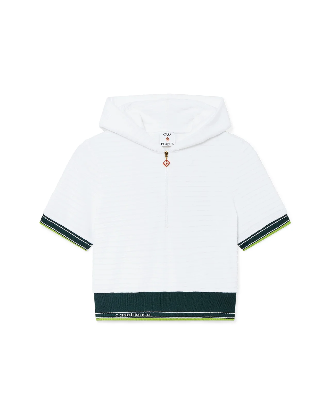 Textured Velour Tennis Cropped Hooded Top | Casablanca Paris - 1