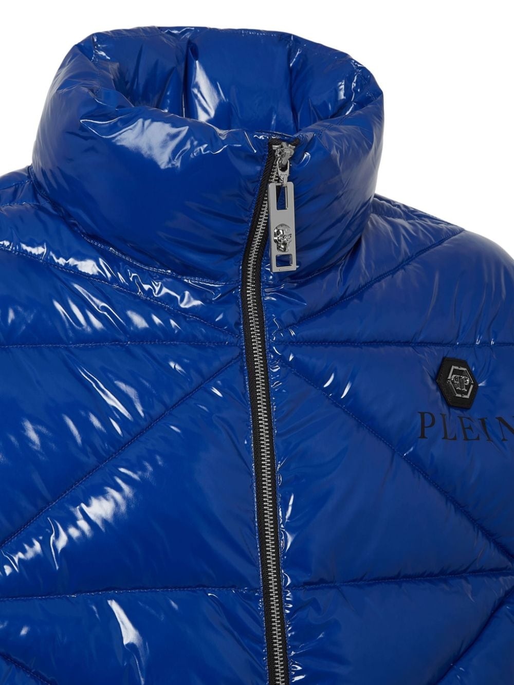 Hexagon logo-plaque glossy padded jacket - 3