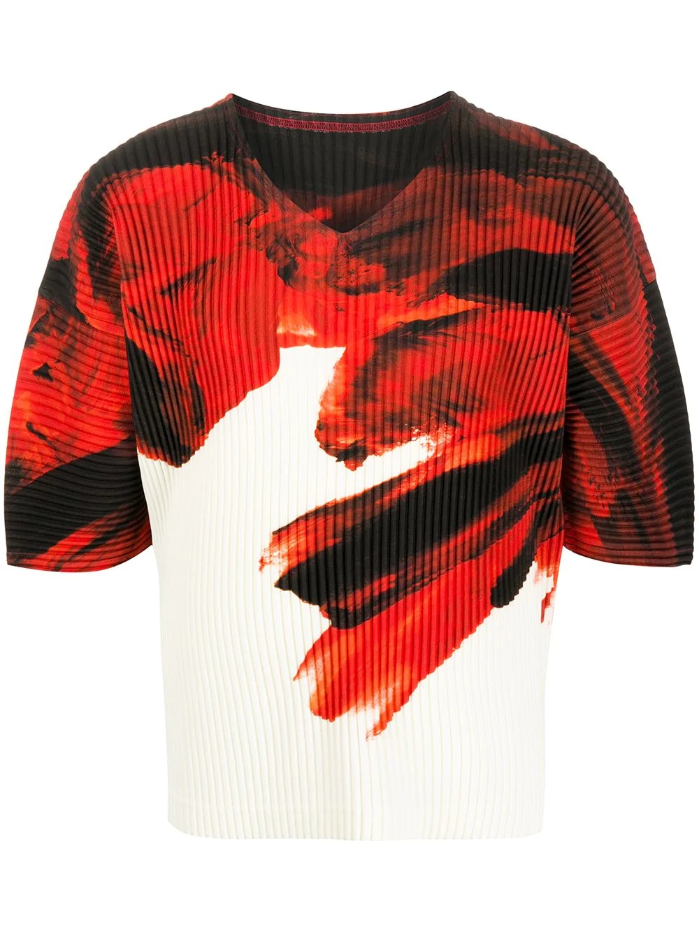 abstract-print ribbed T-shirt - 1