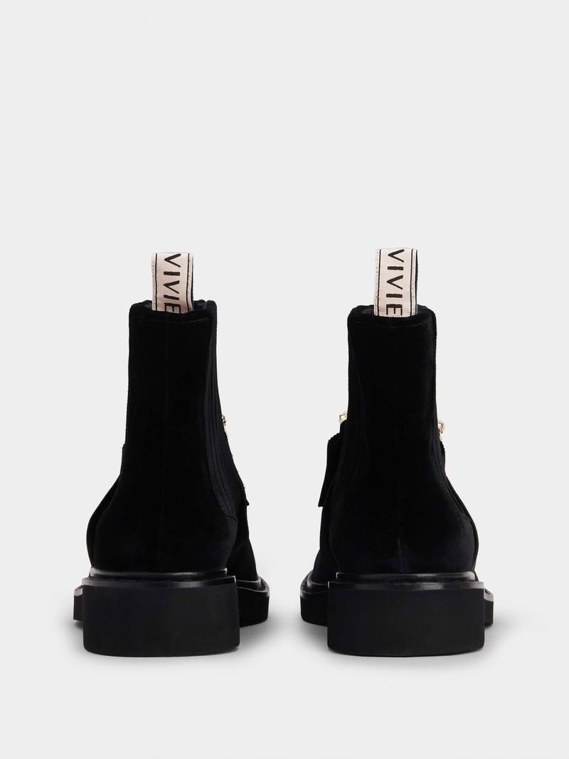 Viv' Rangers Strass Buckle Chelsea Booties in Velvet 5