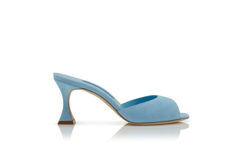 Light Blue Suede Open Toe Mules 1