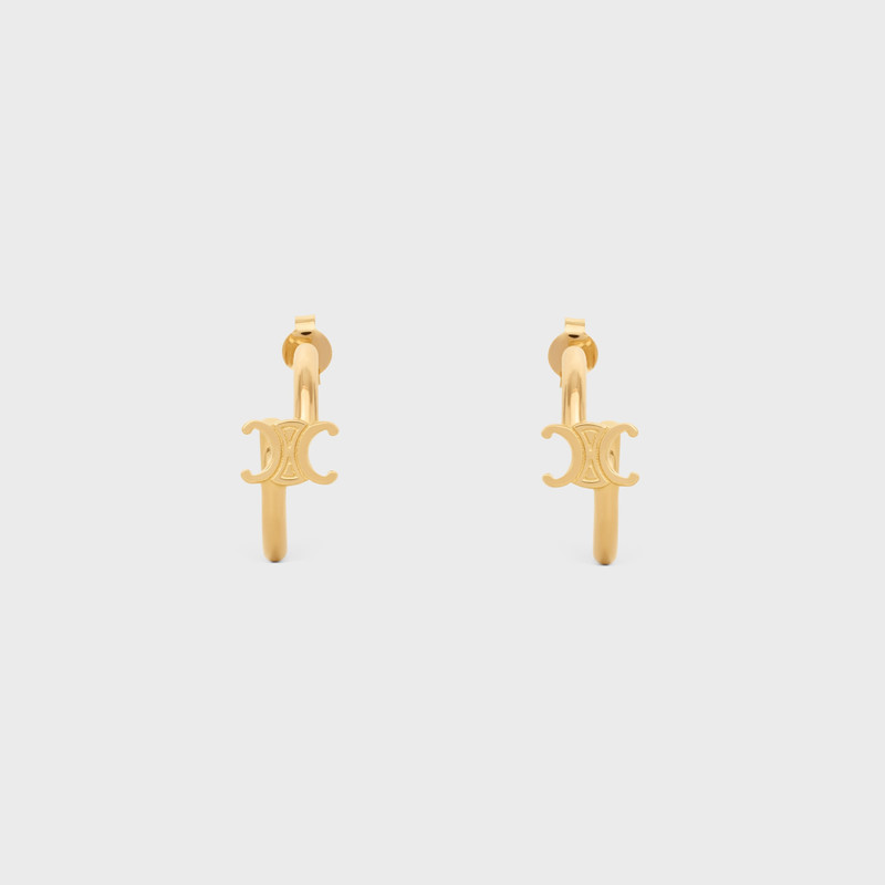Triomphe Asymmetric Hoops in Brass with Gold Finish 1