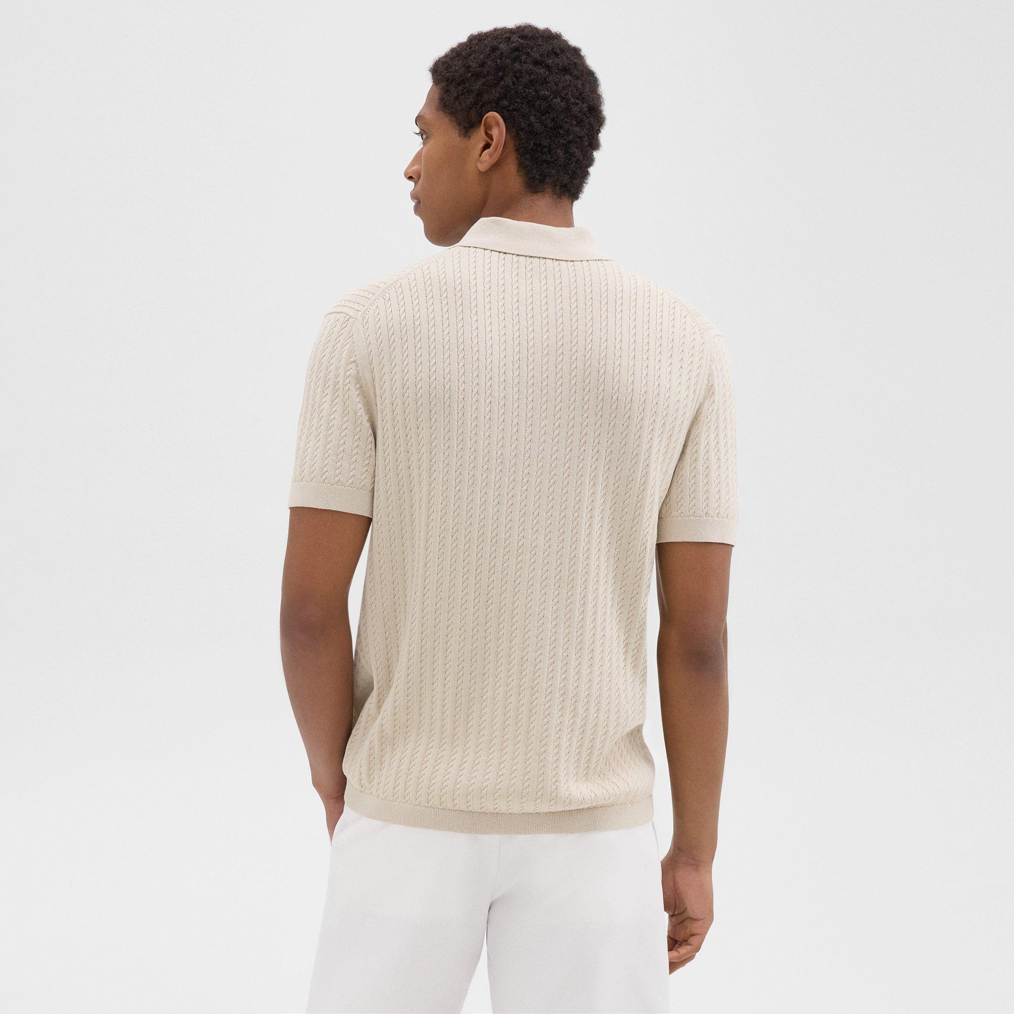 Cable Knit Polo in Cotton - 4