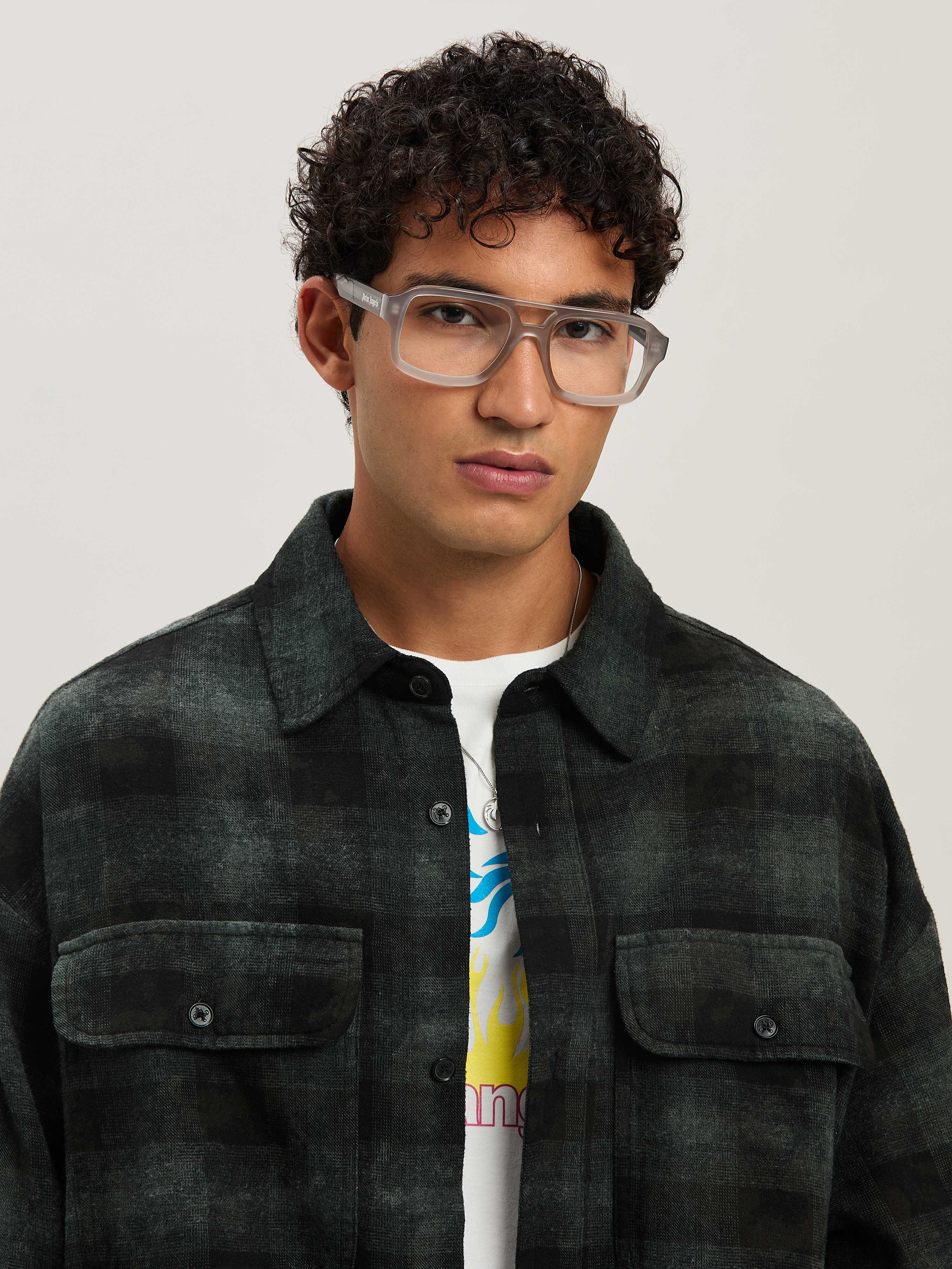 Curved logo Check shirt - 6