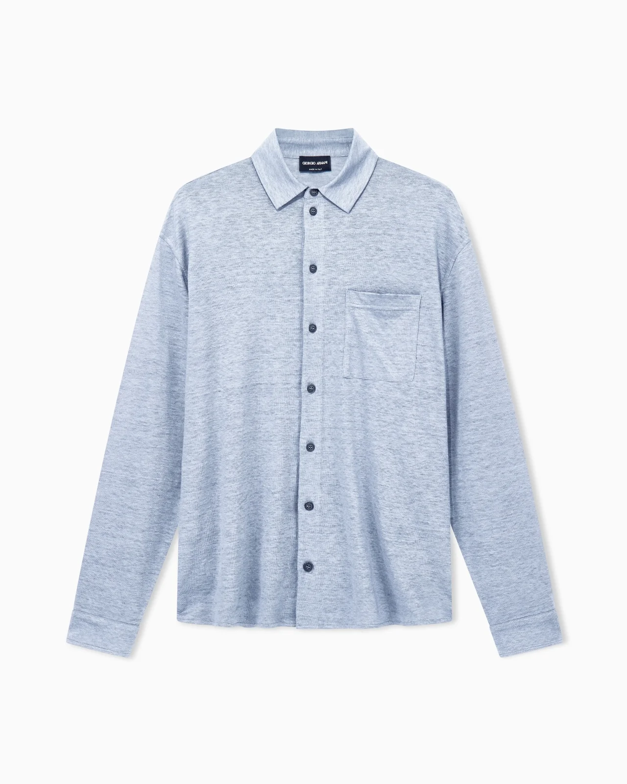 SHIRT REGULAR FIT IN PURE LINEN SINGLE JERSEY - 1