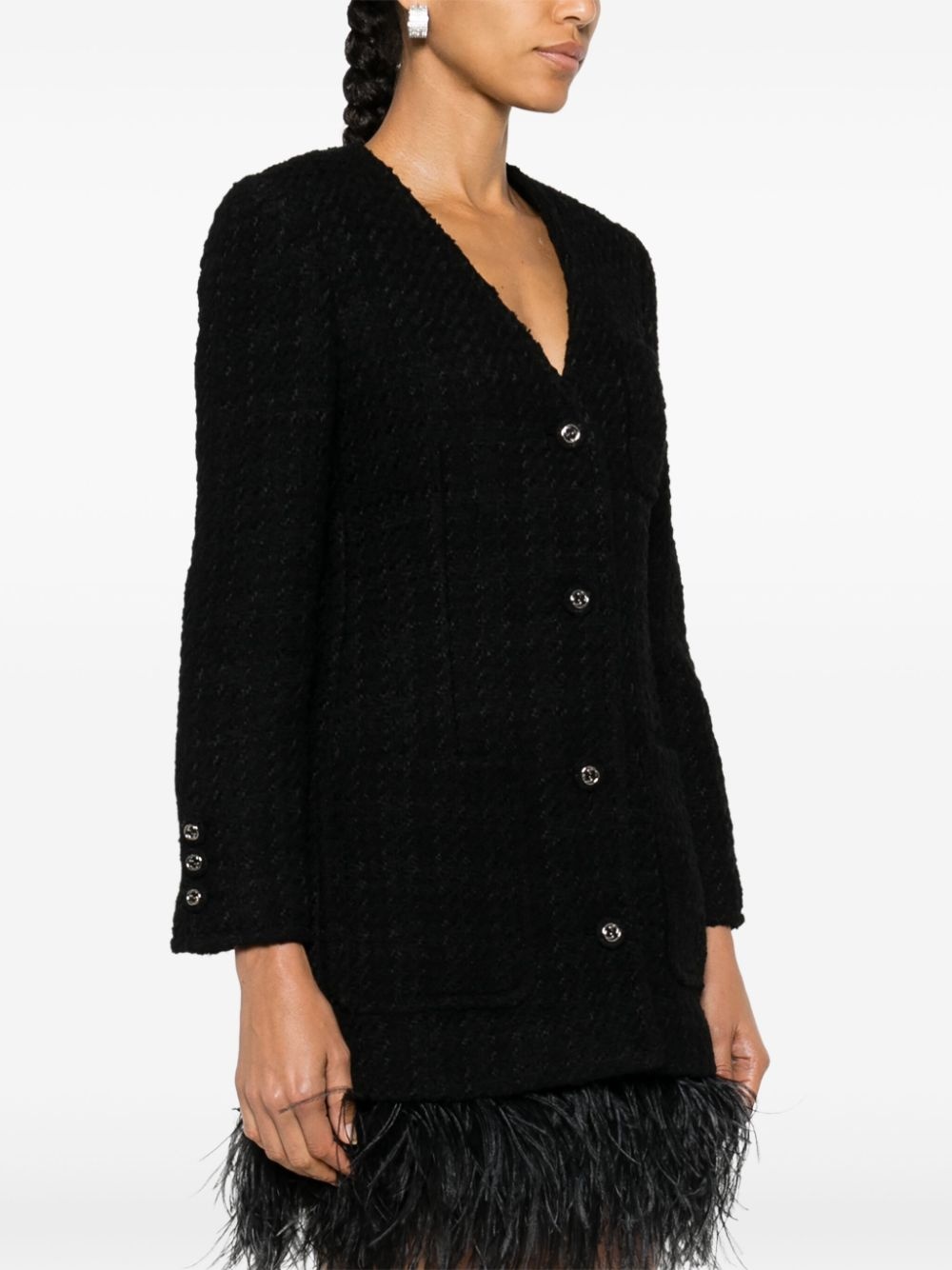 mÃ©lange-effect tweed jacket - 3