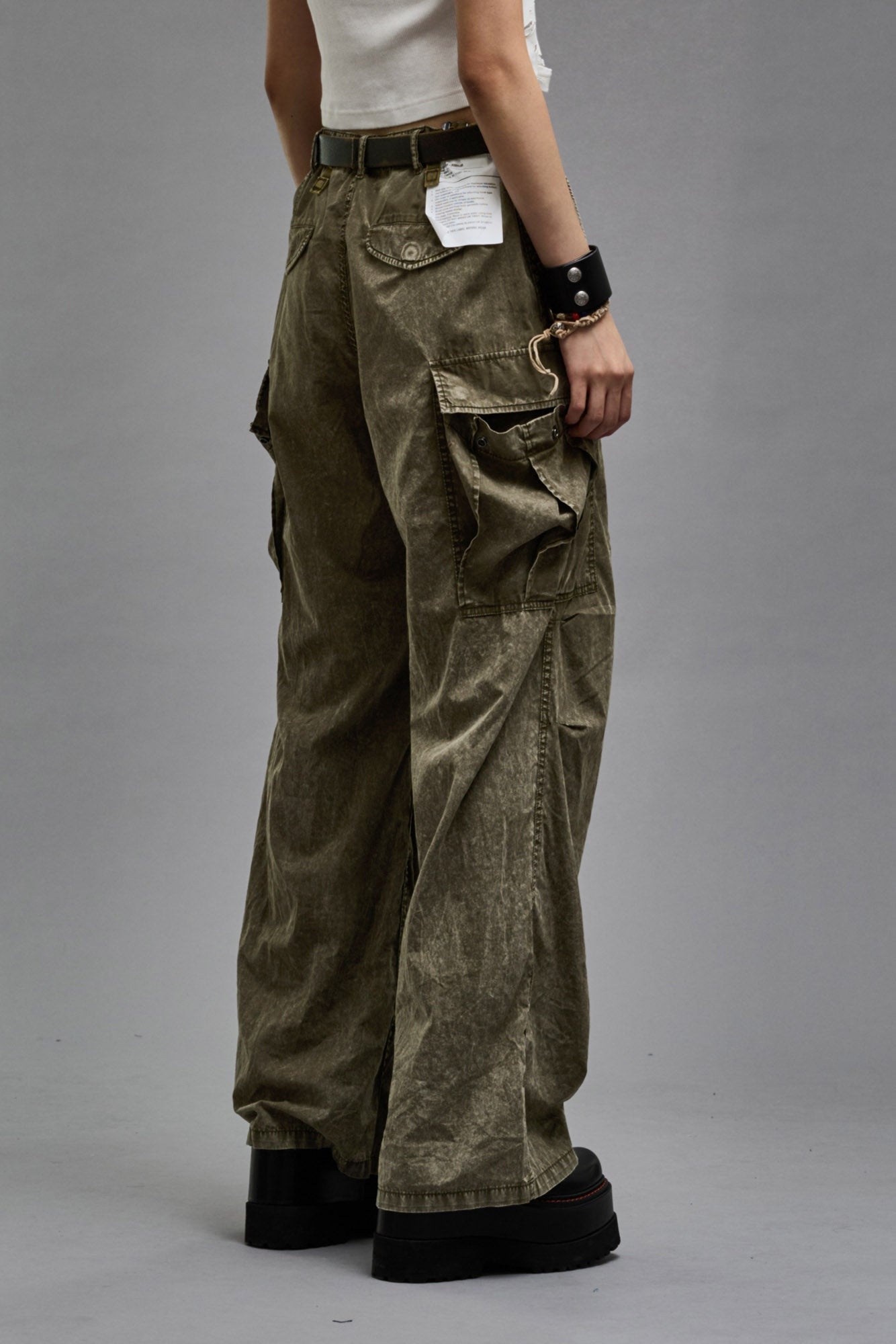 WIDE LEG CARGO - OLIVE GARMENT DYE - 6