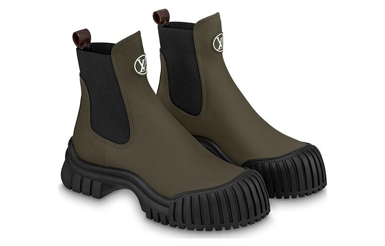 (WMNS) LOUIS VUITTON Ruby Flat Ankle Boots 'Olive Green' 1ABUIG - 3