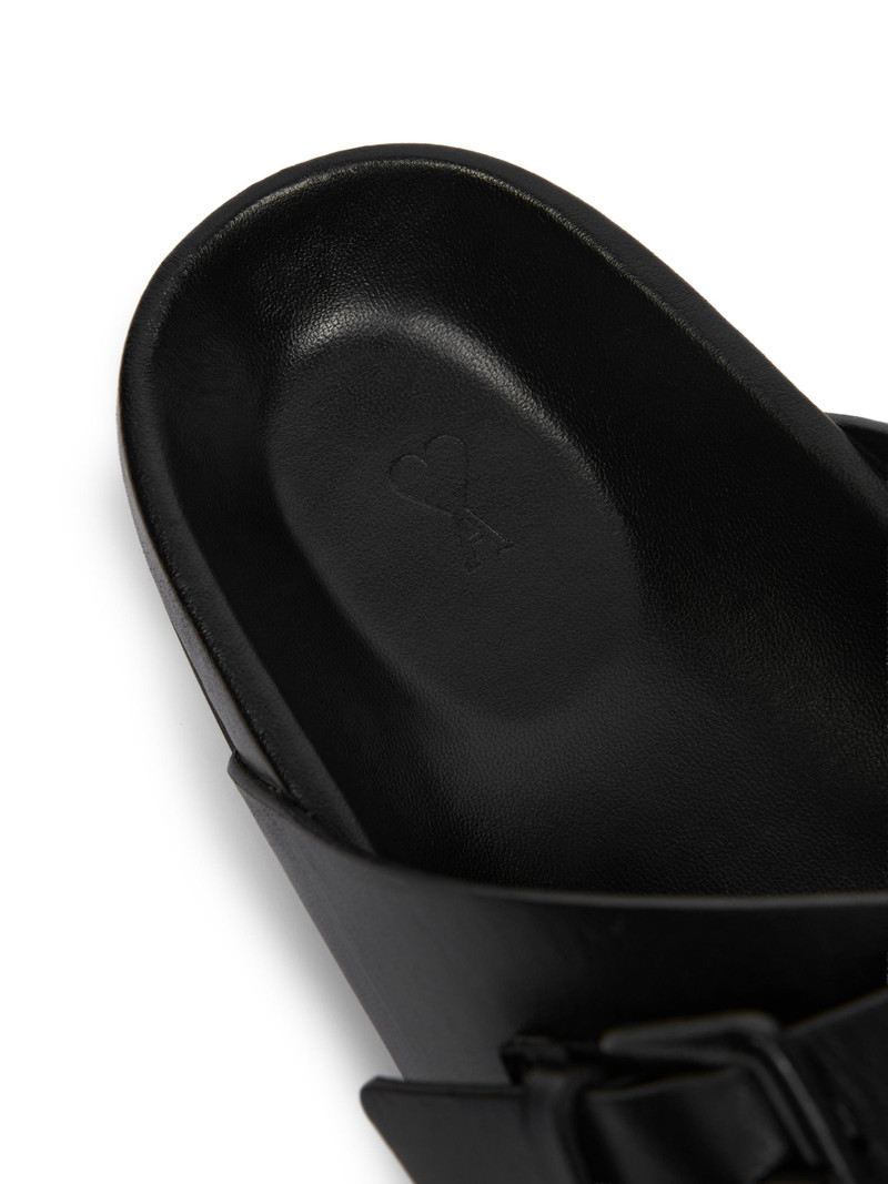 Men's Double Buckle Leather Sandals - Noir 5