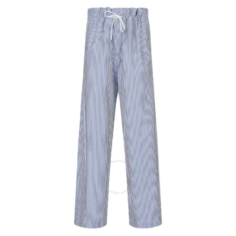 Emporio Armani Blue Poplin Striped Drawstring Trousers - 1