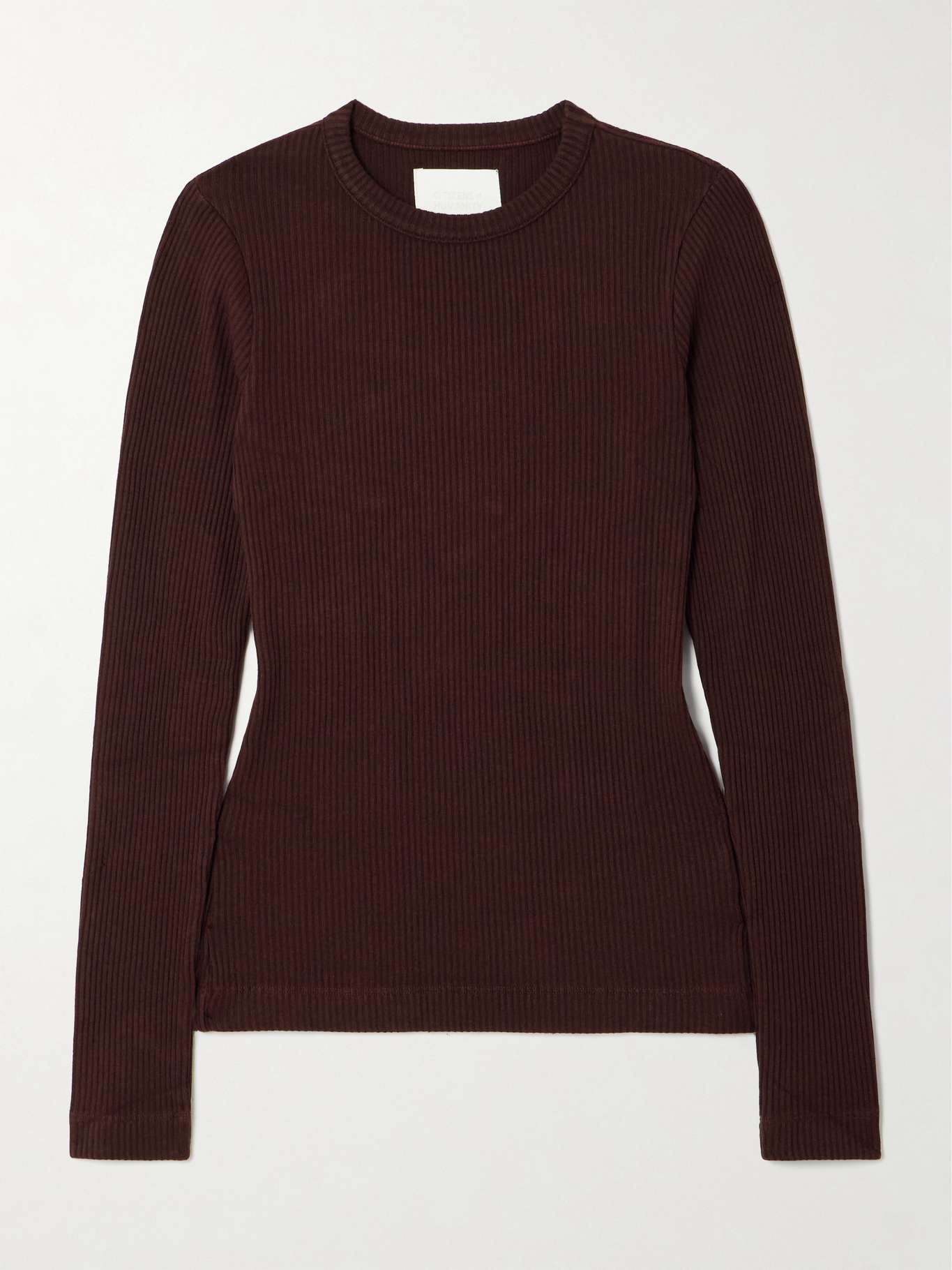 Bina ribbed Lyocell-blend T-shirt Brown - 1