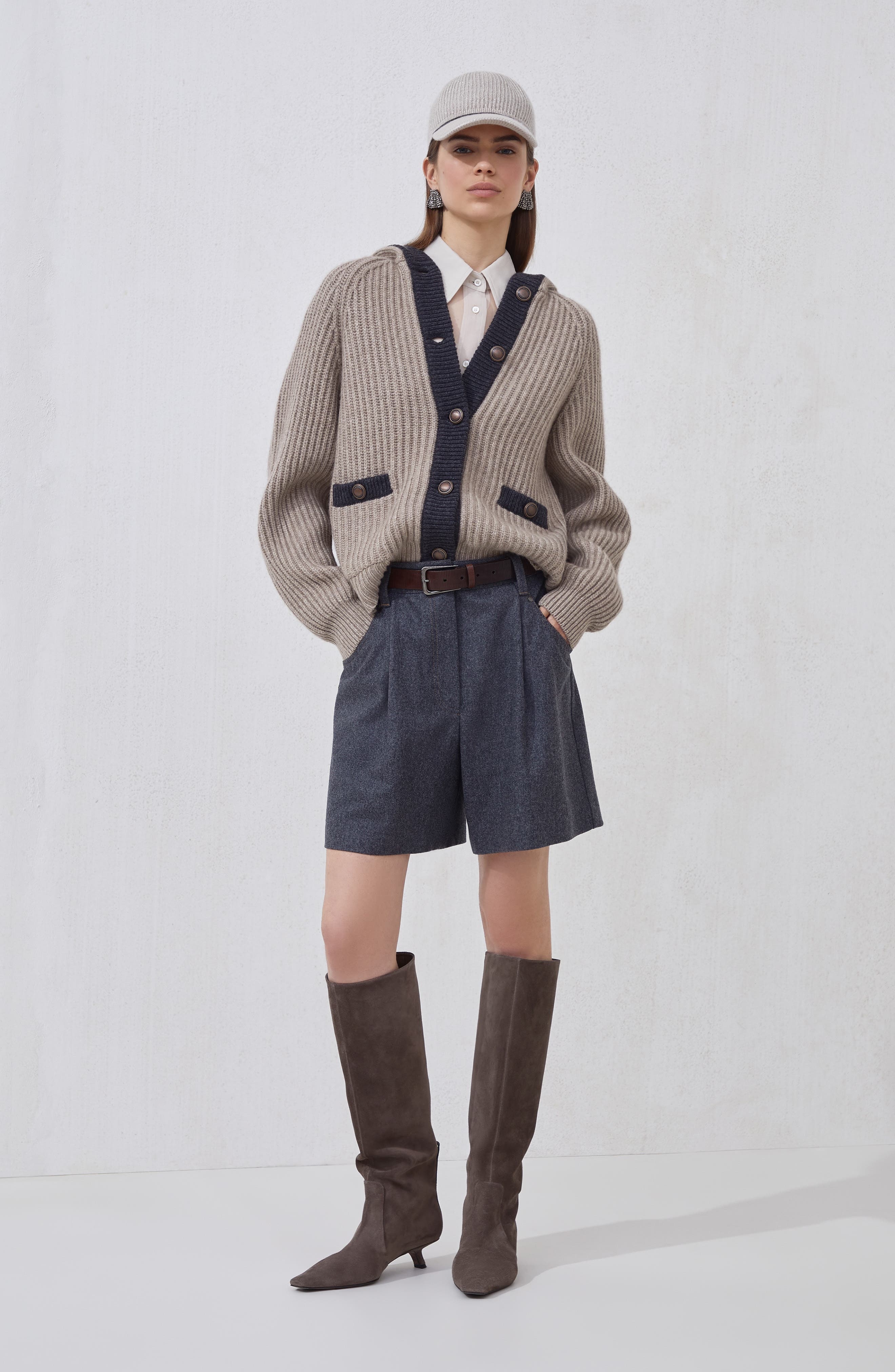 Brunello Cucinelli Baggy shorts with monili in Lead at Nordstrom - 5