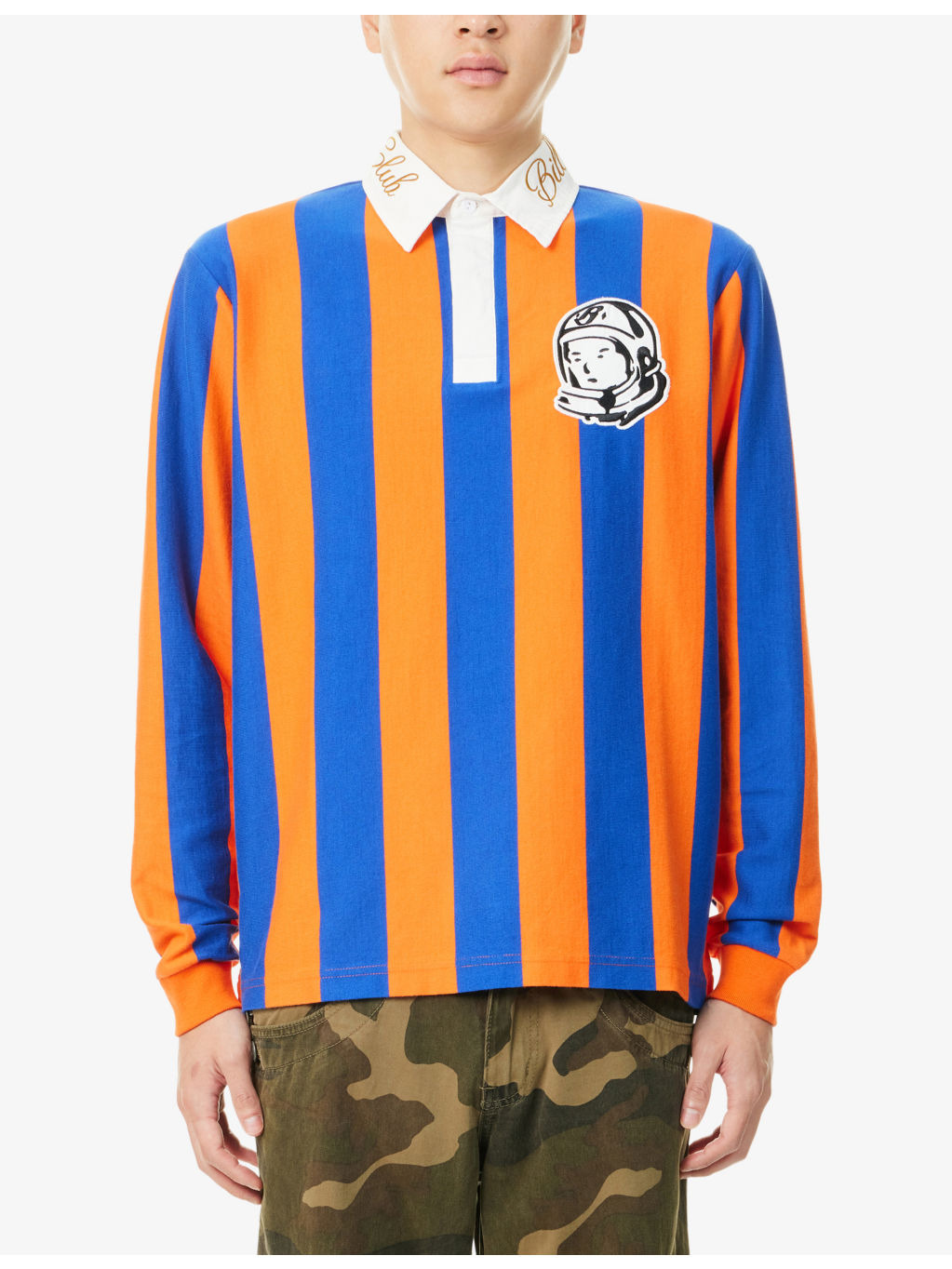 Heavy Striped Embroidered-Collar Cotton Rugby Polo Shirt - 3