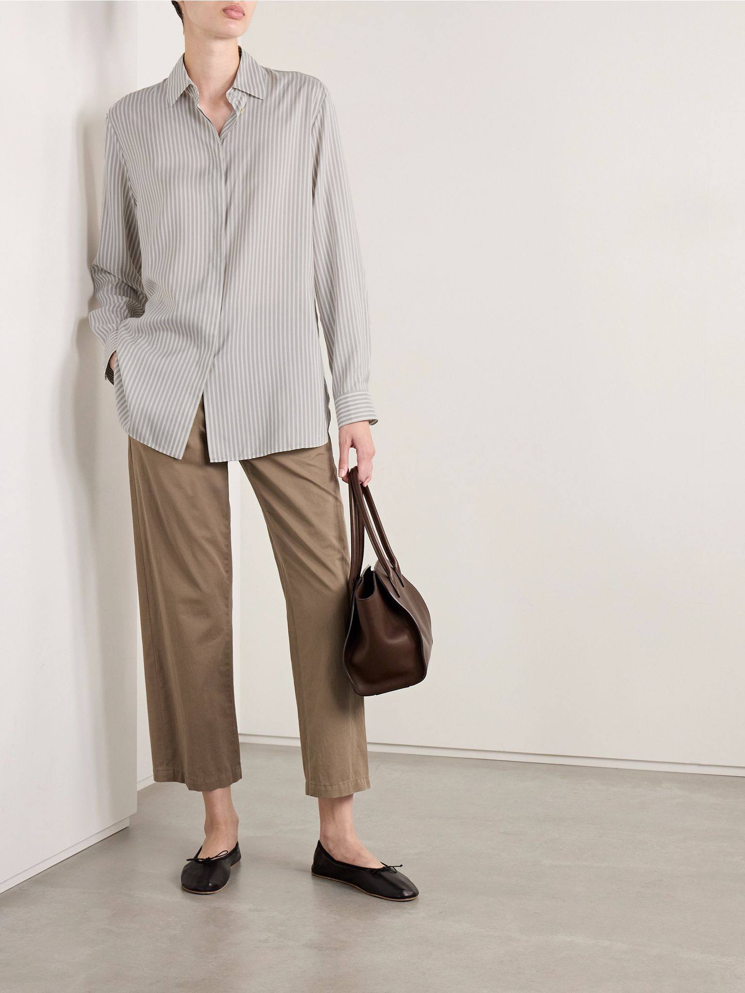 Vanda striped silk shirt Light gray - 2