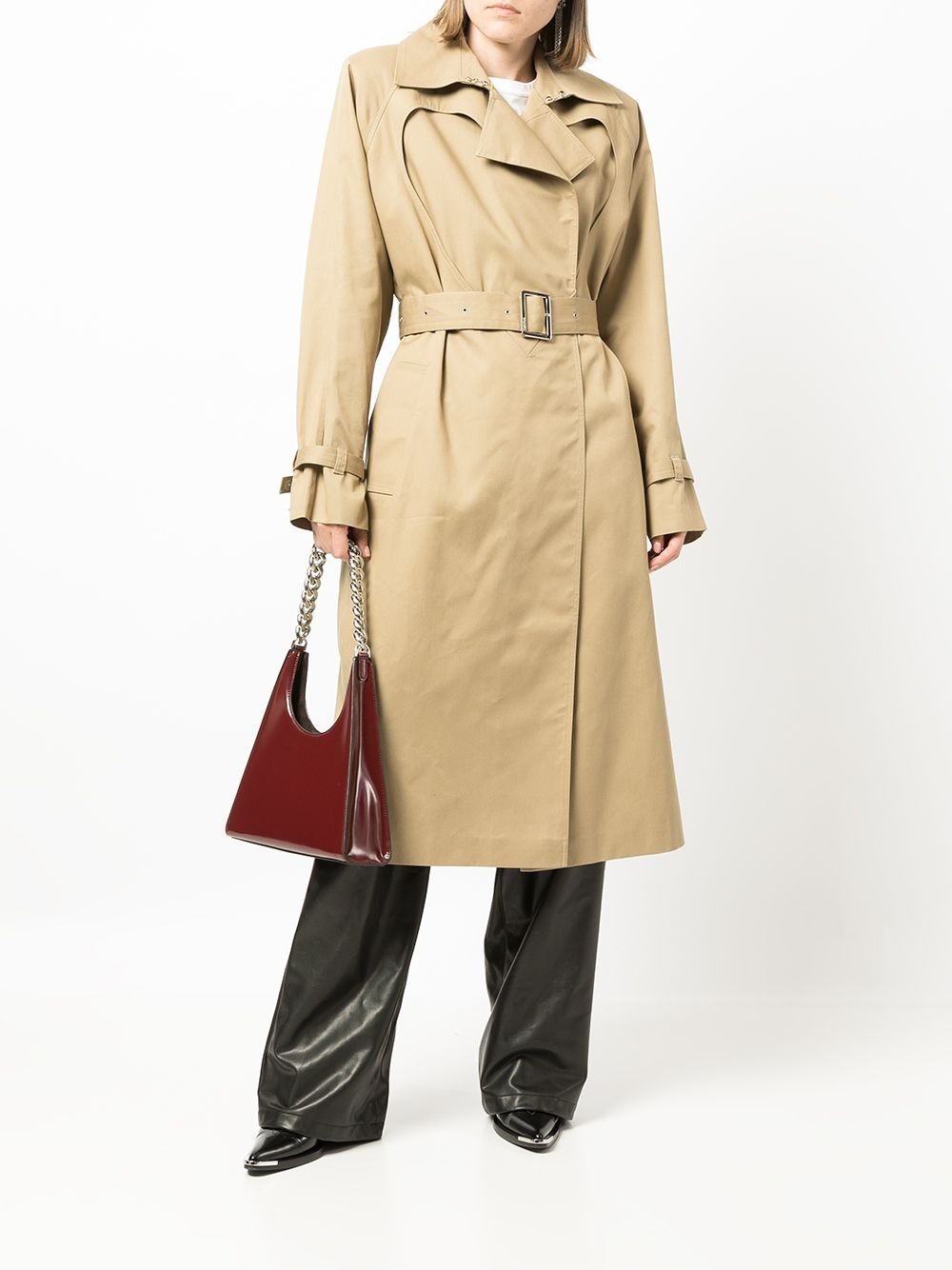 heart-cut belted trench coat - 3