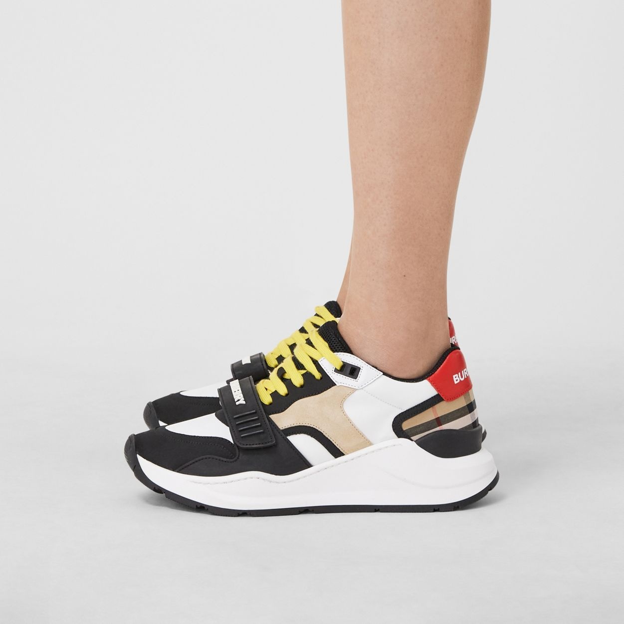 Nylon, Suede and Vintage Check Sneakers - 4