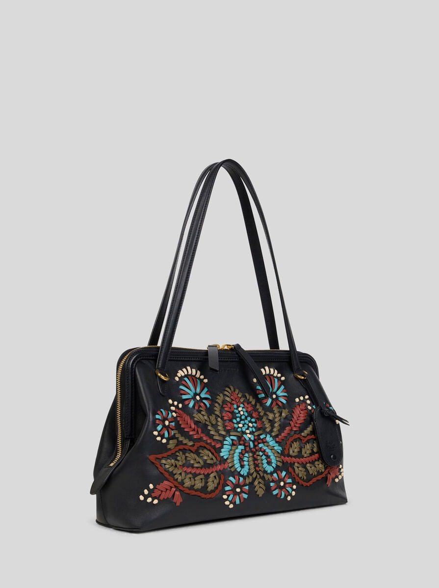 MEDIUM LEATHER DOC SHOULDER BAG WITH EMBROIDERY - 5