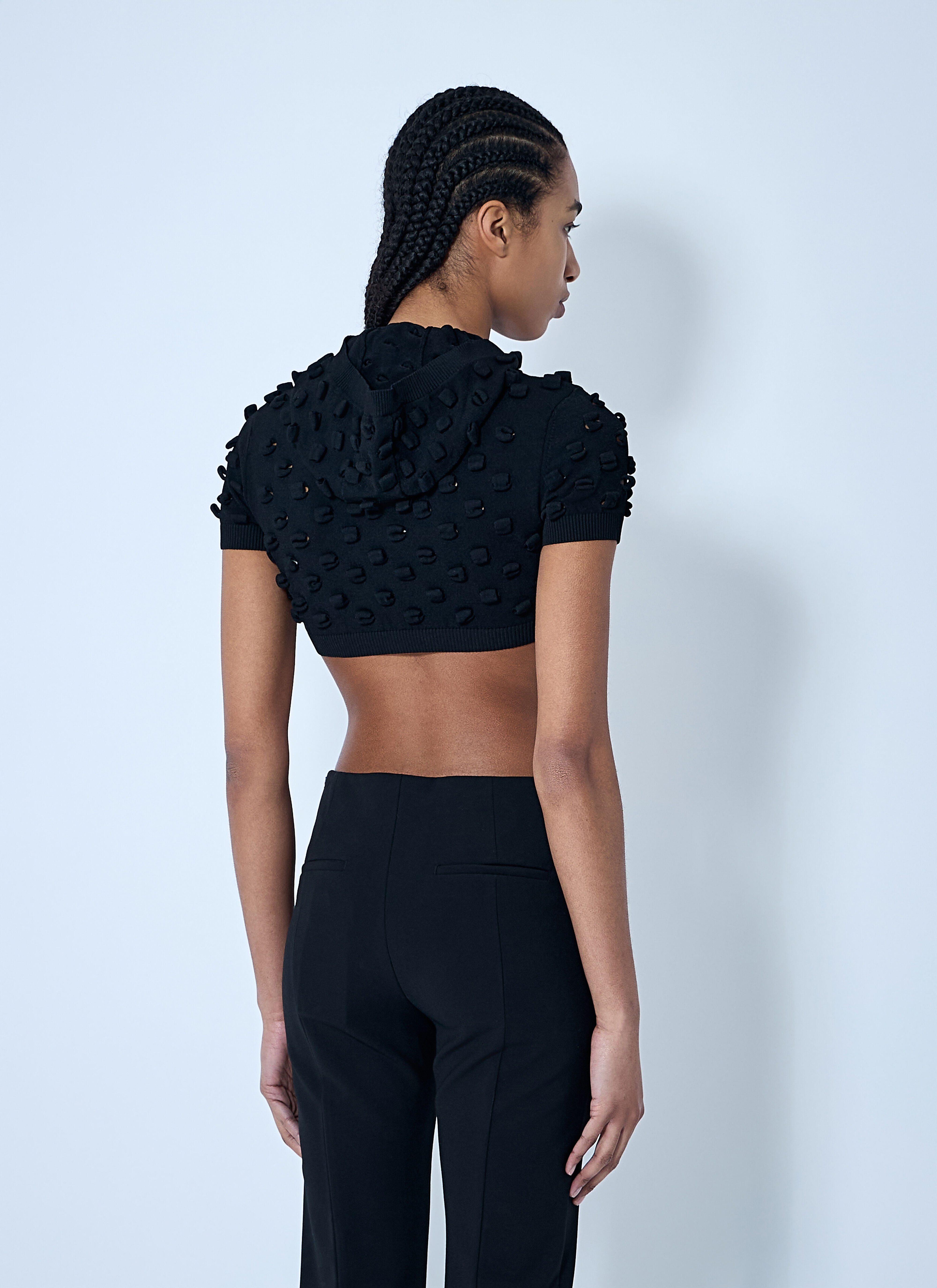 Hooded Open-Knit Crop Top - 4