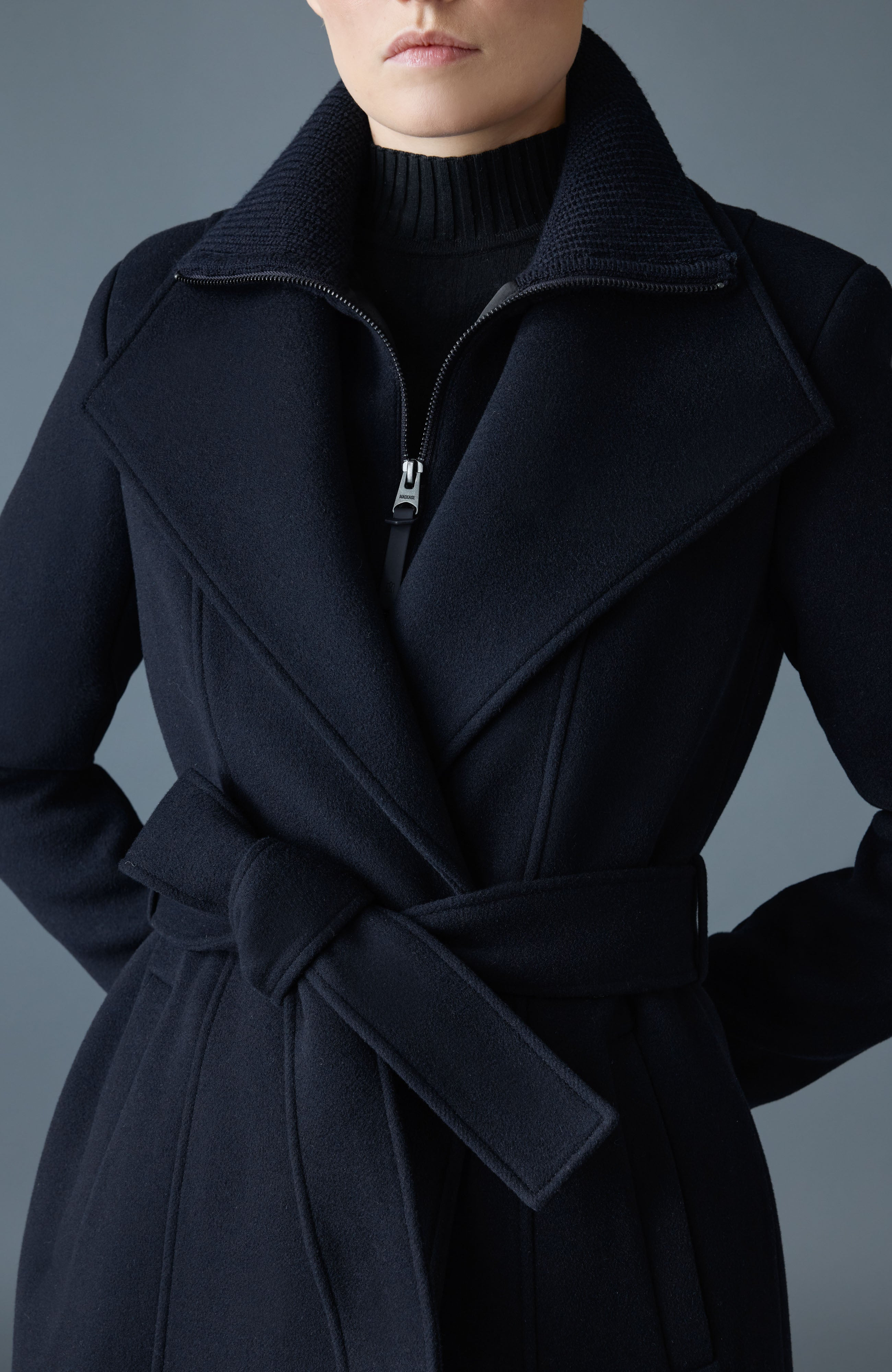 NORITA-Z 2-in-1 double face wool coat with sash - 4