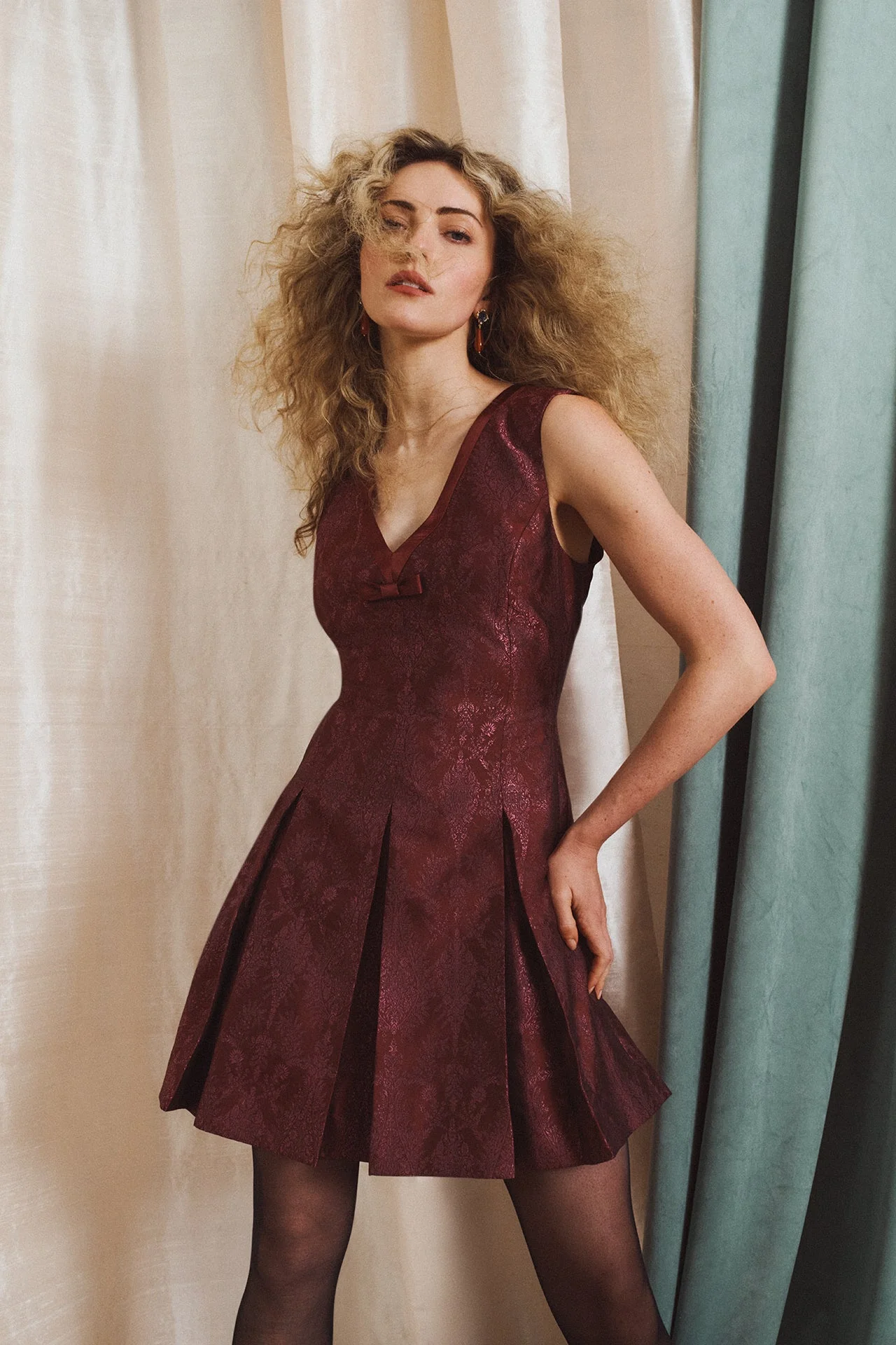 The Jadienne Dress - Plum Damask - 1
