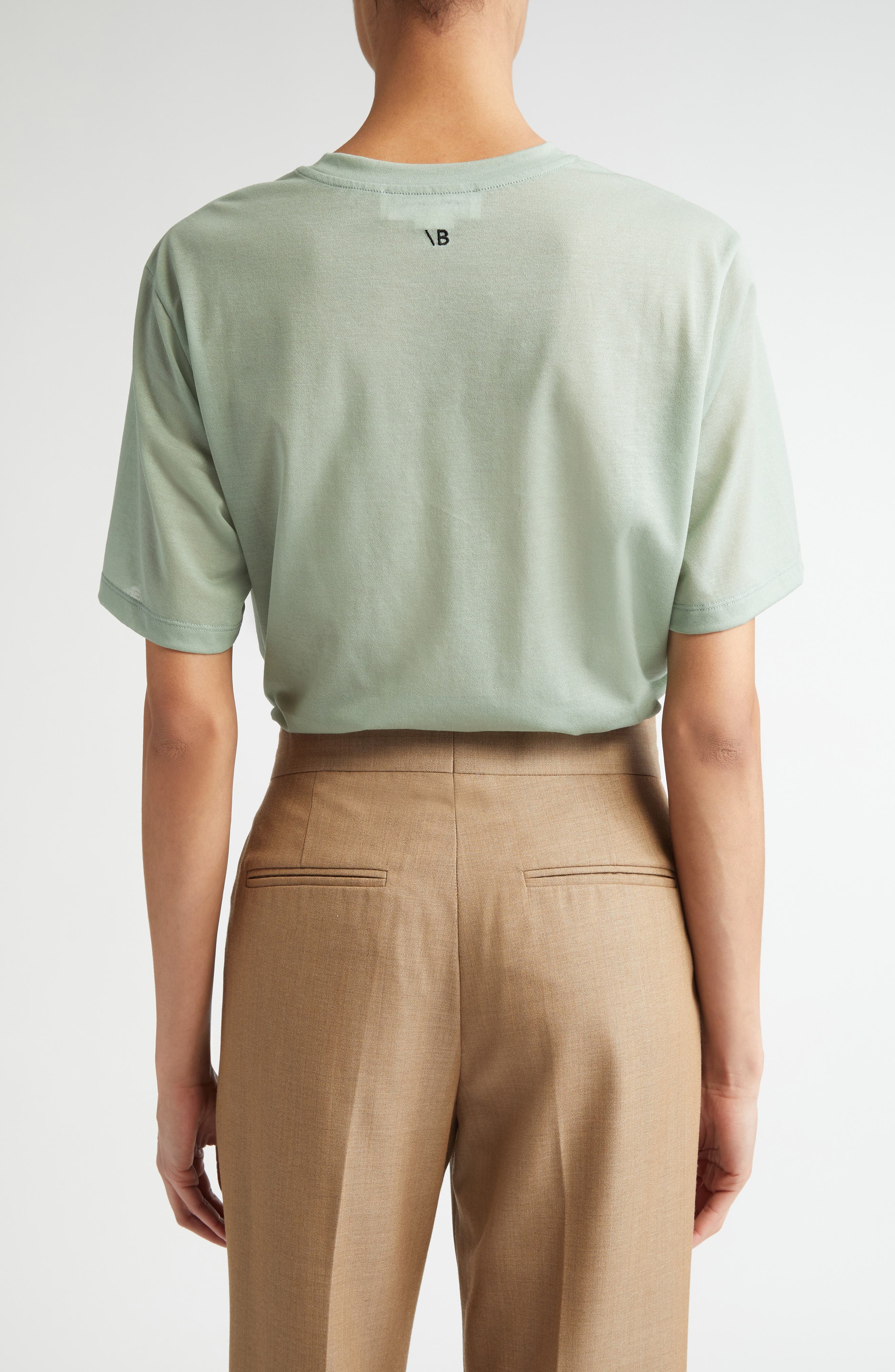 Victoria Beckham Classic Cotton Blend T-Shirt in Wasabi at Nordstrom - 3