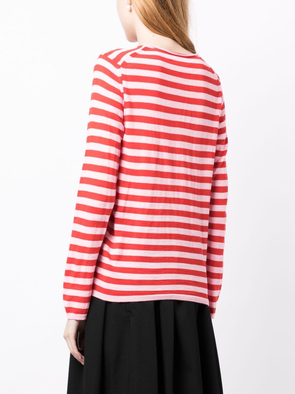 stripe-pattern crew neck jumper - 5