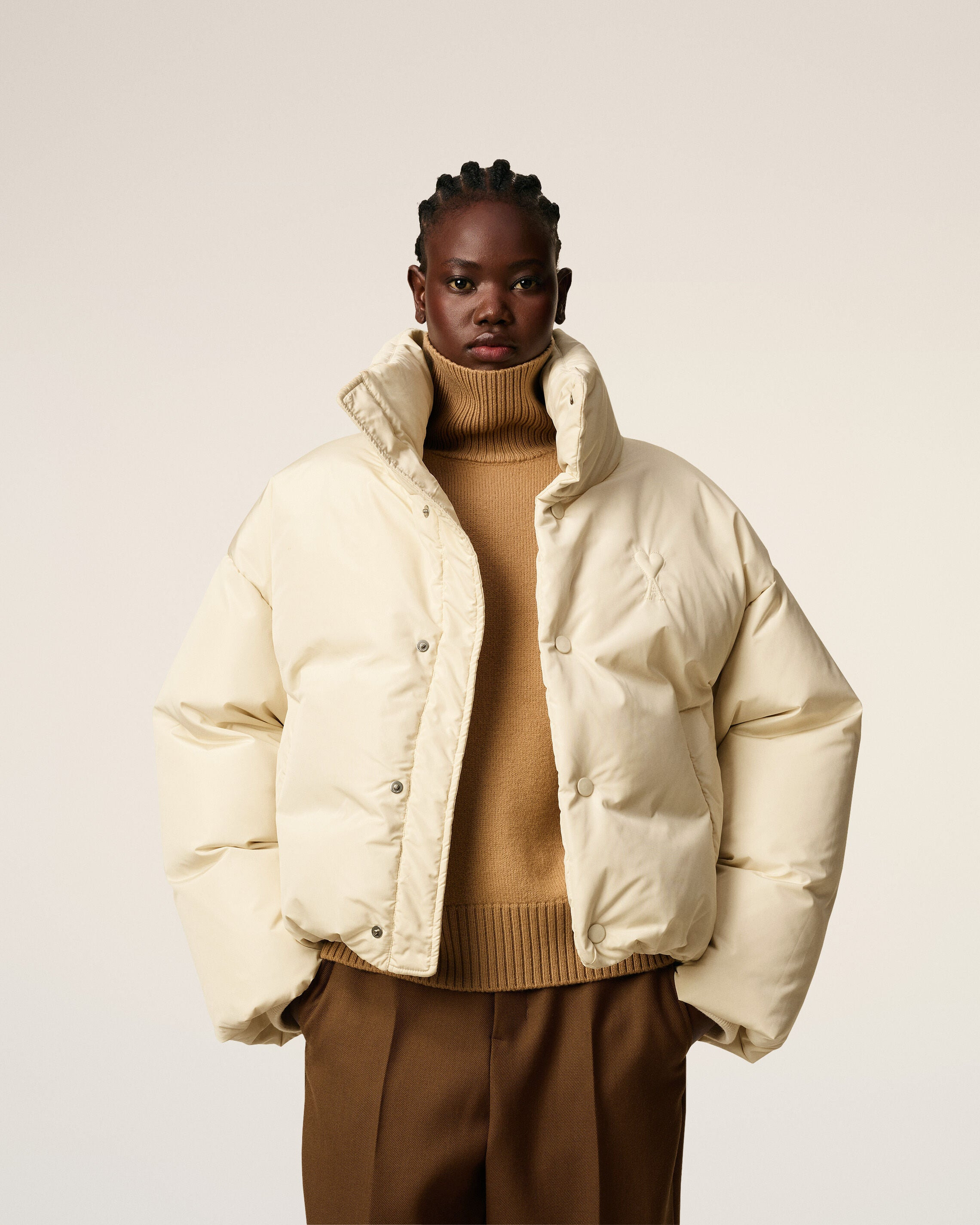 WHITE TAFFETAS  AMI DE COEUR DOWN JACKET - 3