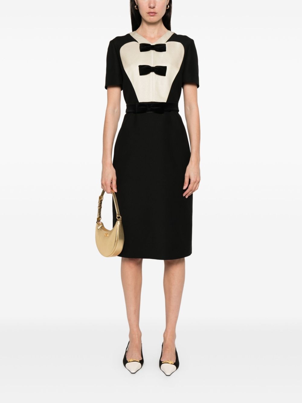 bow-detail midi dress - 2