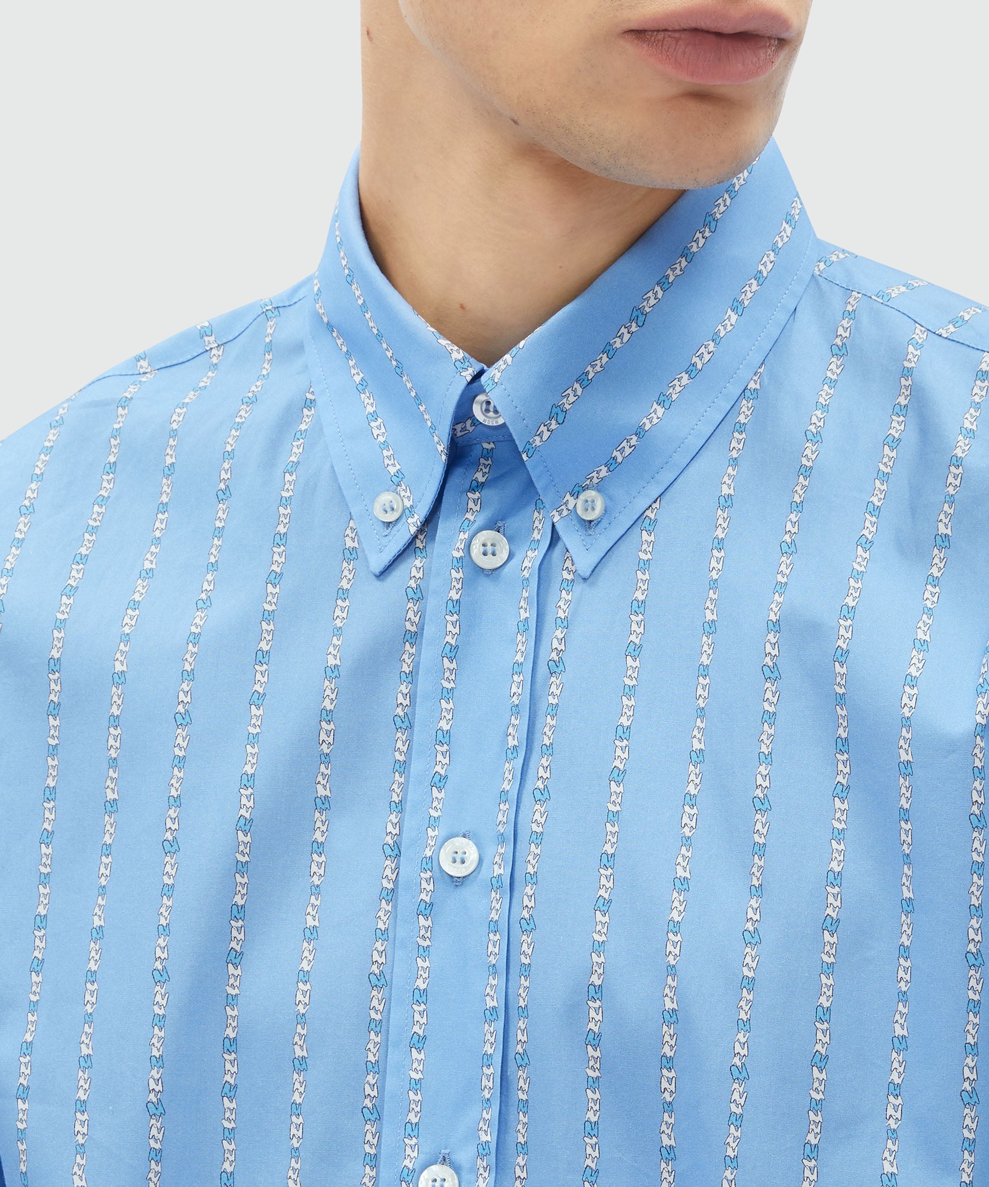 Shirt in light blue poplin and "TheMwave" striped pattern - 5