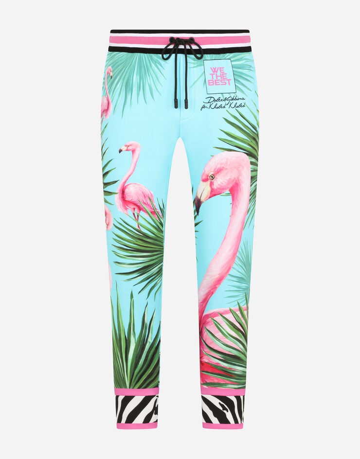 Jersey jogging pants with flamingo print - 3