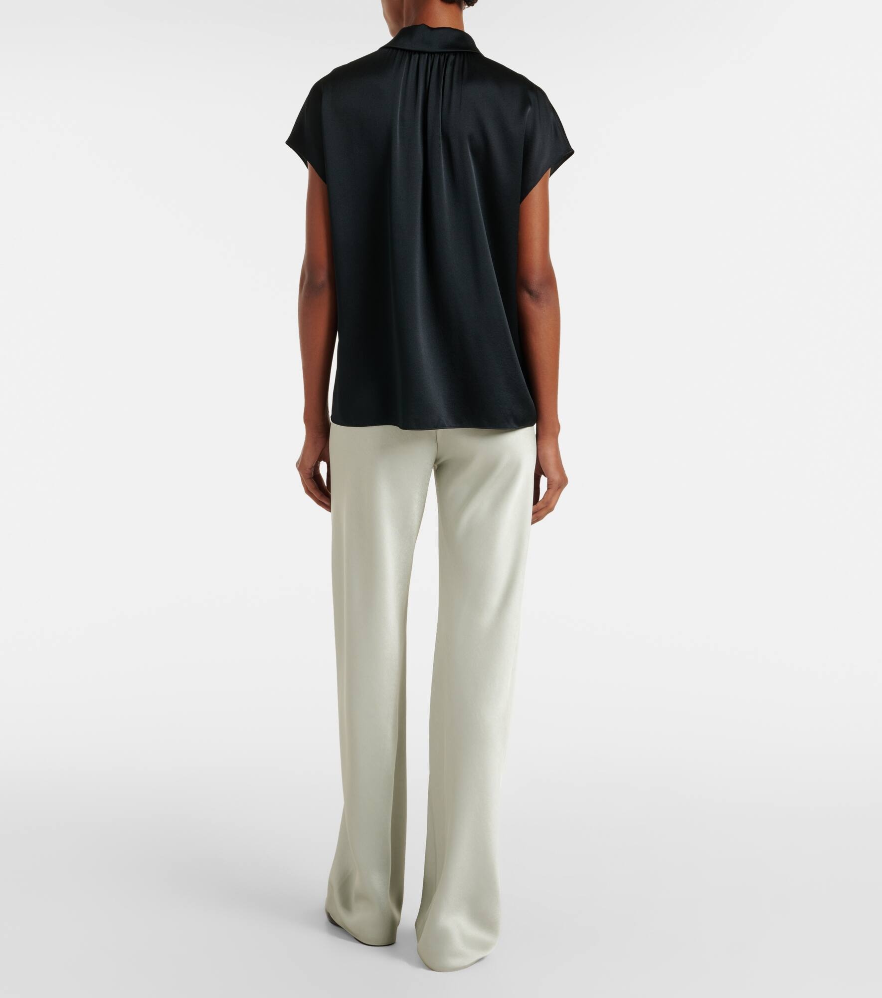 Ruched silk satin top - 3