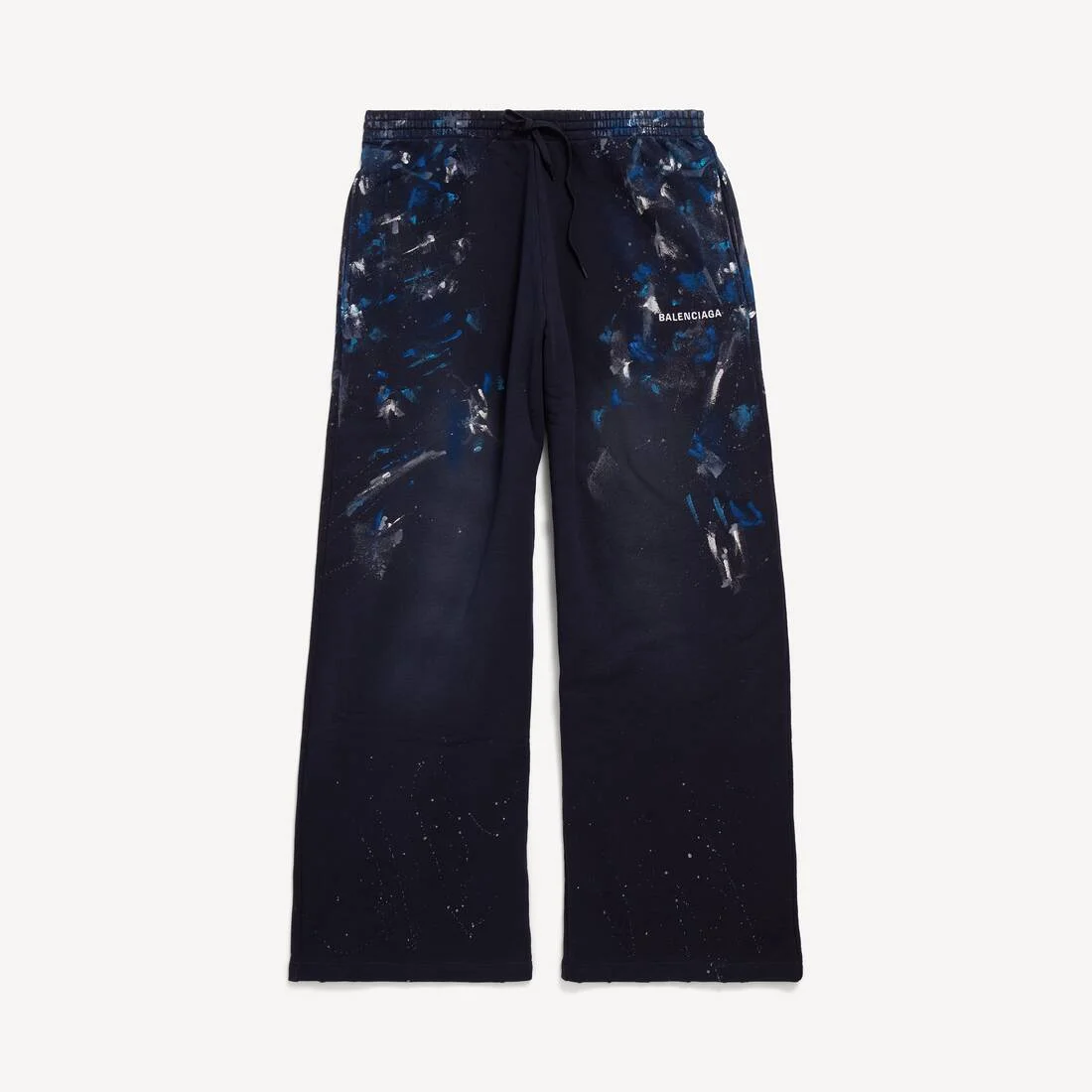 Men's Paint Splatter Oversized Baggy Sweatpants in Navy - 1
