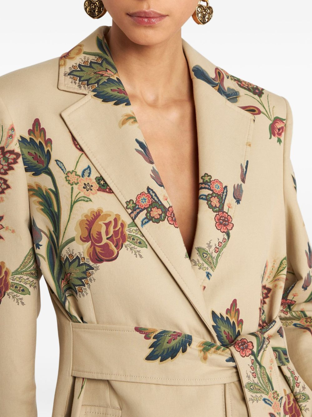 floral-print belted coat - 4
