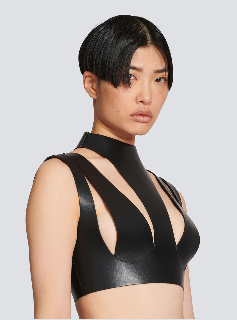 Cut-out leather crop top 7