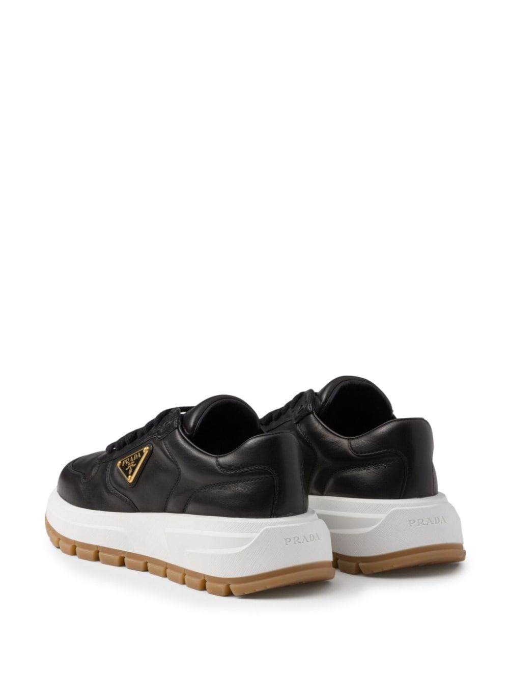 triangle-logo leather sneakers - 3