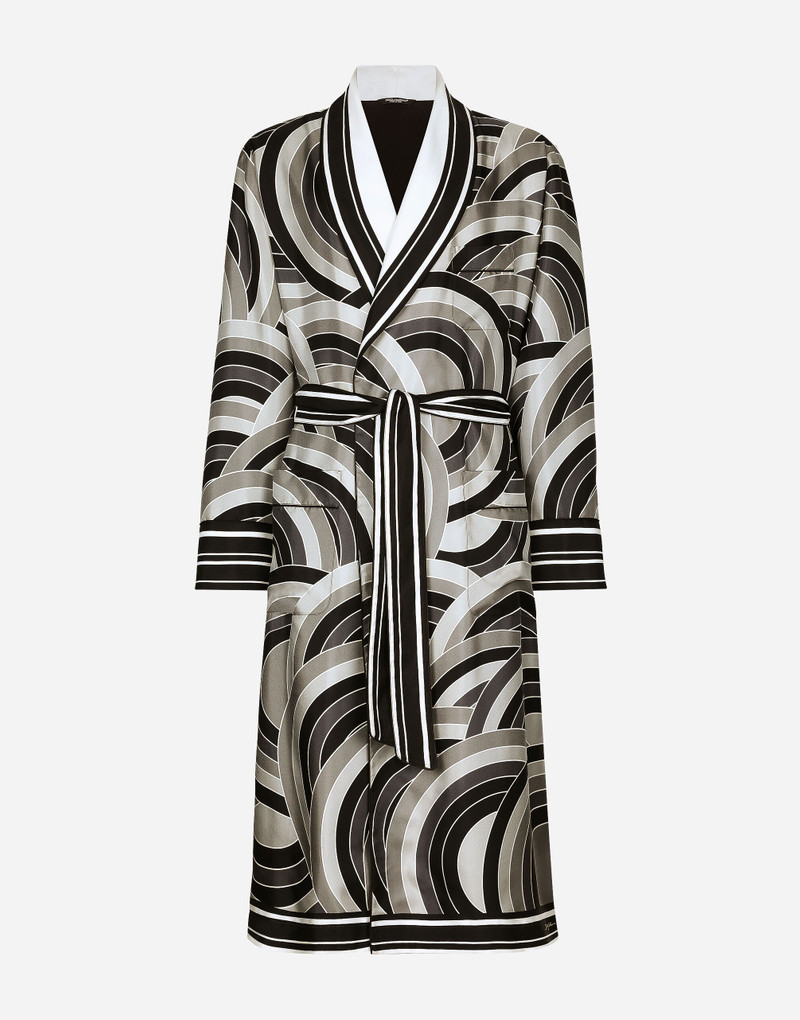 Printed silk twill robe 1