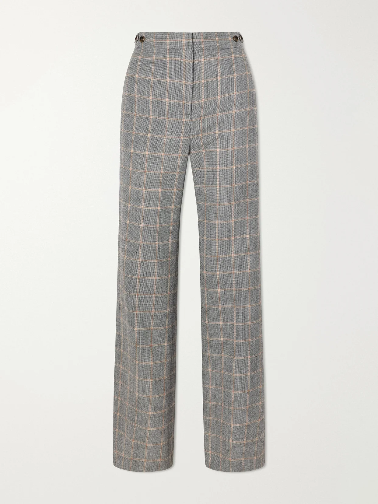 Checked Wool Straight-leg Pants - 1