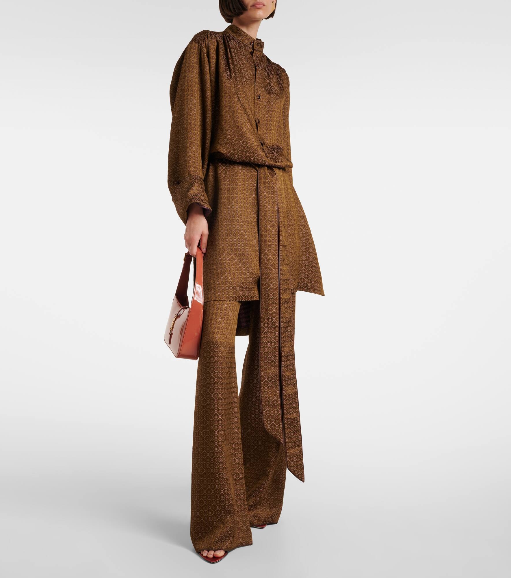High-rise jacquard wide-leg pants - 2