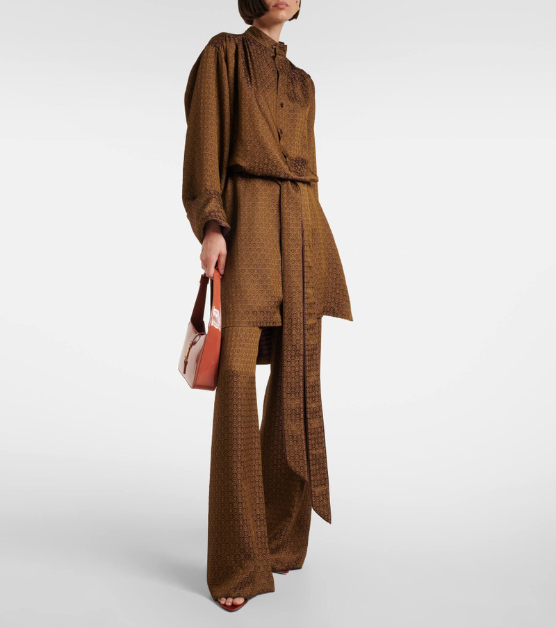 SAINT LAURENT High-rise jacquard wide-leg pants outlook