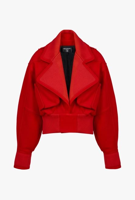 Oversized red wool bomber jacket - 1
