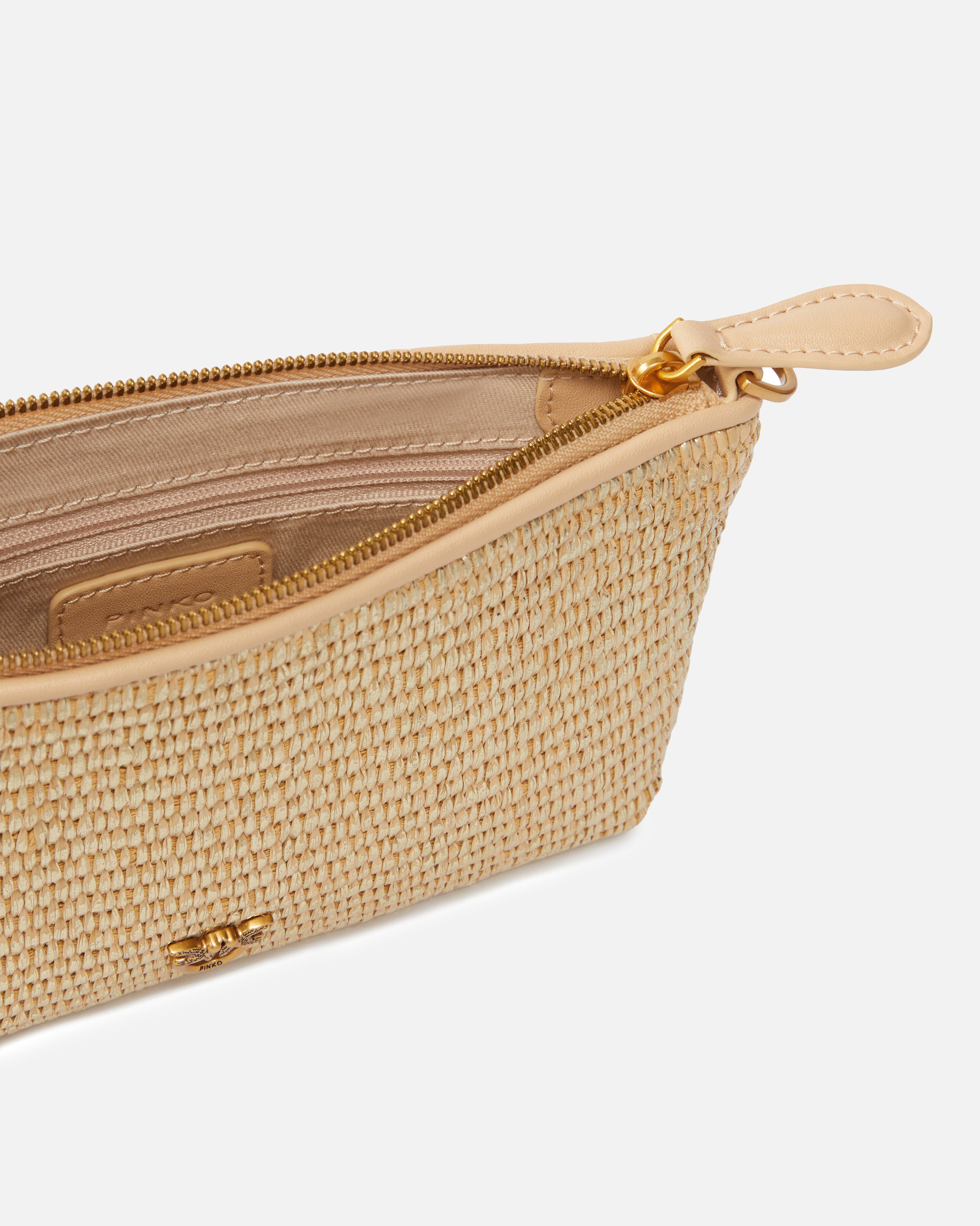 SMALL FLAT LAMINATED RAFFIA HANDBAG WITH SHOULDER STRAP - 4